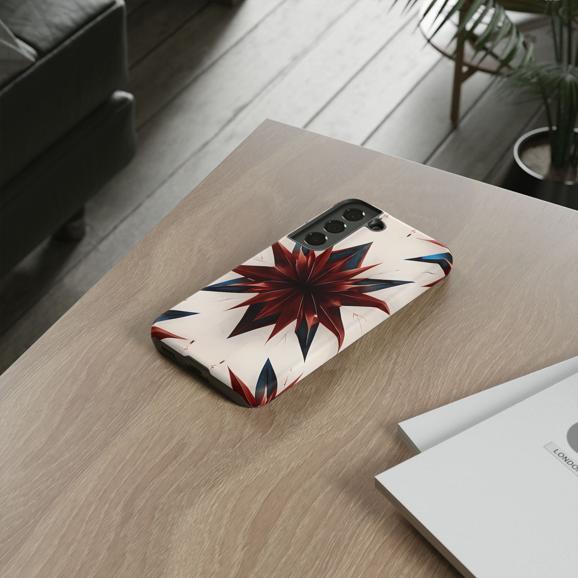 Garnet Starburst - Kaleidoscope Collection Gemstone Floral - Samsung Galaxy S22 Tough Phone Case - Floral Burst Design