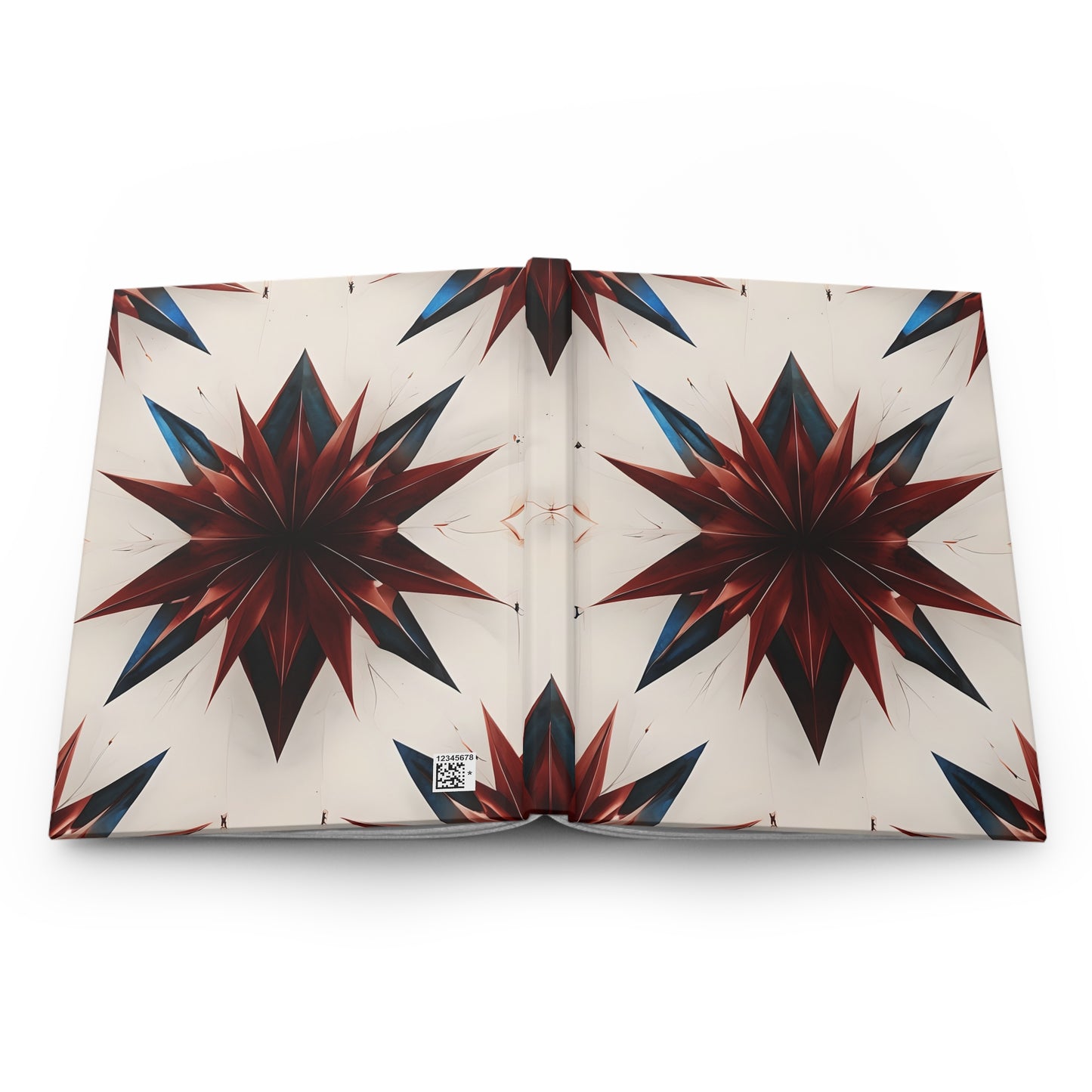 Open Garnet Starburst red white and blue journal showing full artwork across inside cover