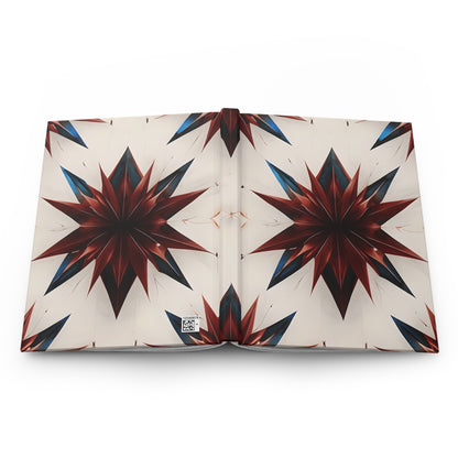 Open Garnet Starburst red white and blue journal showing full artwork across inside cover
