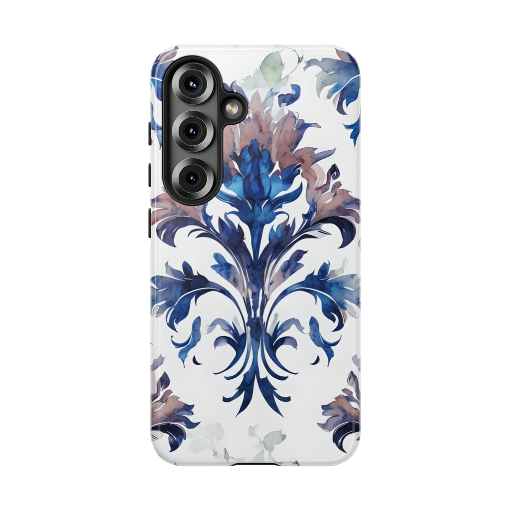 Delft Reverie - Elegant Blue & White Samsung S25 Tough Phone Case - Dutch Delftware-Inspired Floral Design