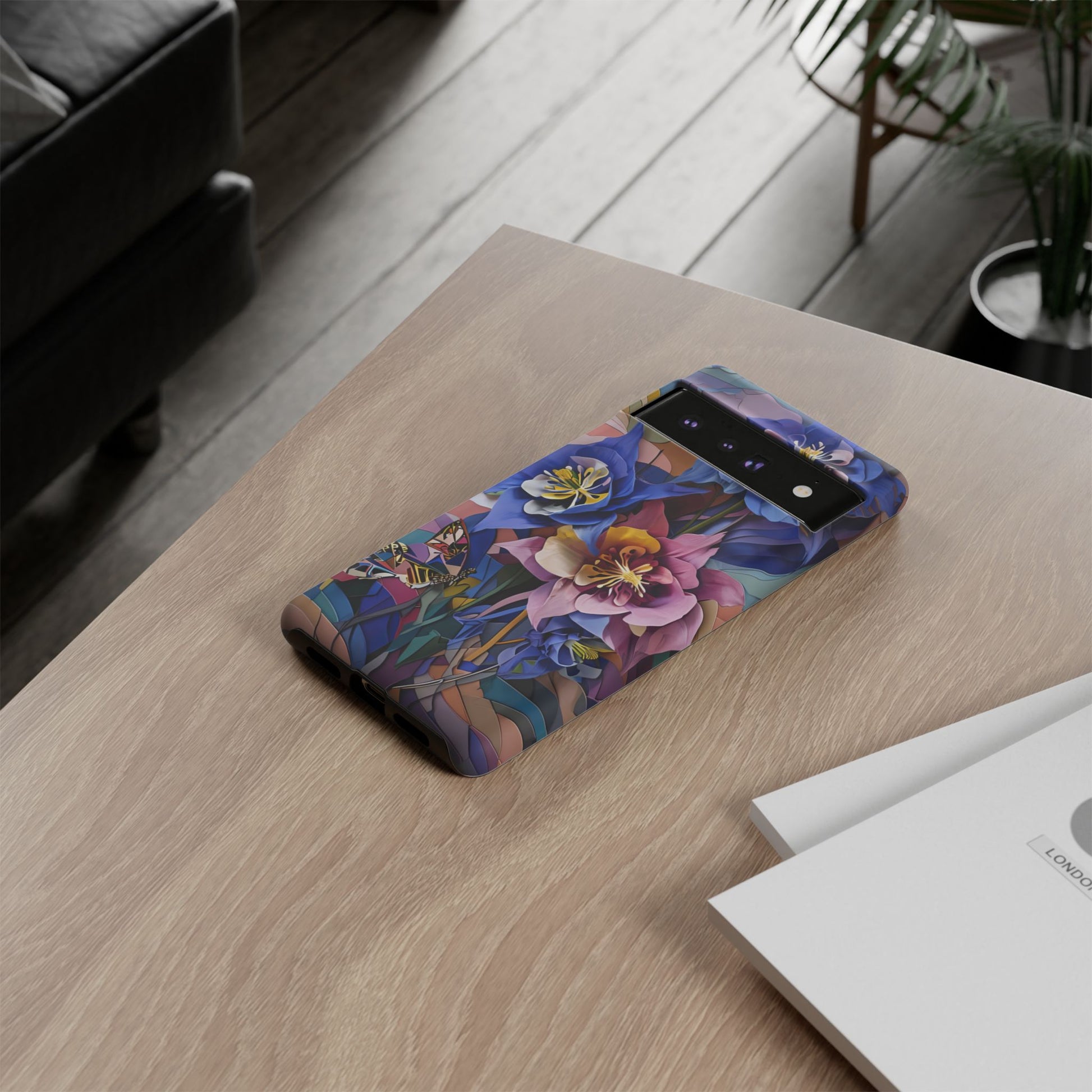 Blue Columbine Carnivale - Artistic Floral & Butterfly Google Pixel 6 Pro Tough Phone Case - Vibrant Botanical Design