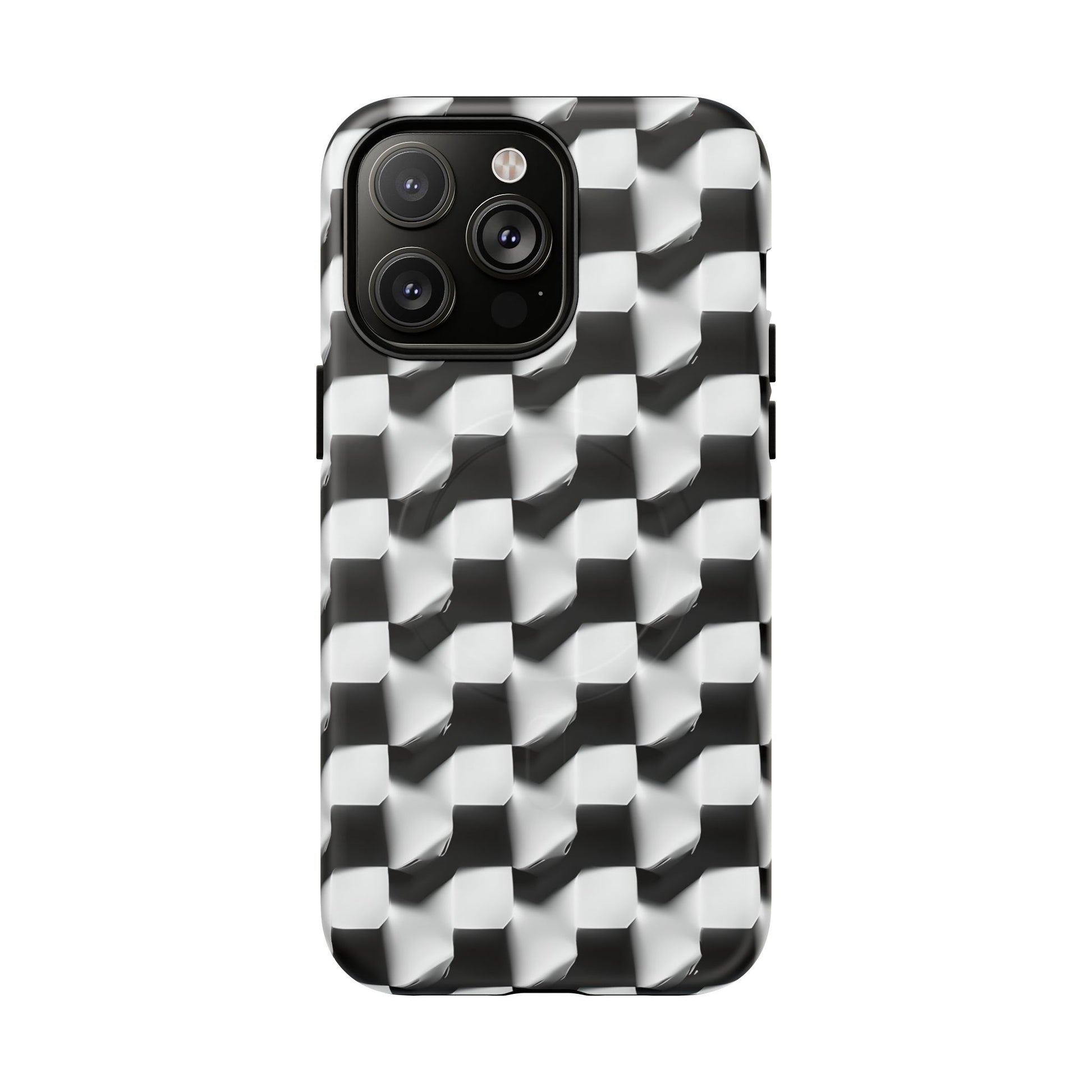 Monochrome Grid - iPhone 14 Pro Max MagSafe Phone Case - Bold, Modern Black & White Design