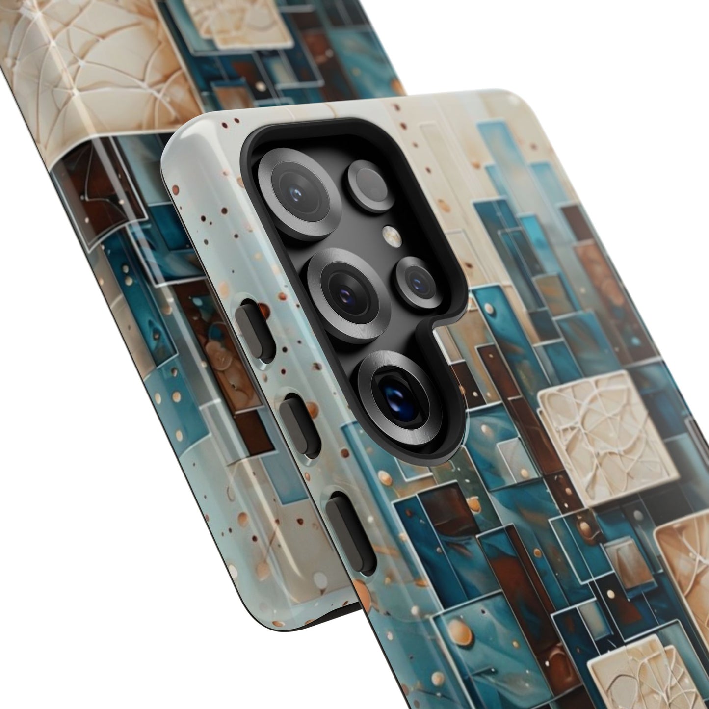 Architectural Drift Samsung Galaxy Case - Modern Geometric Teal & Parchment Design