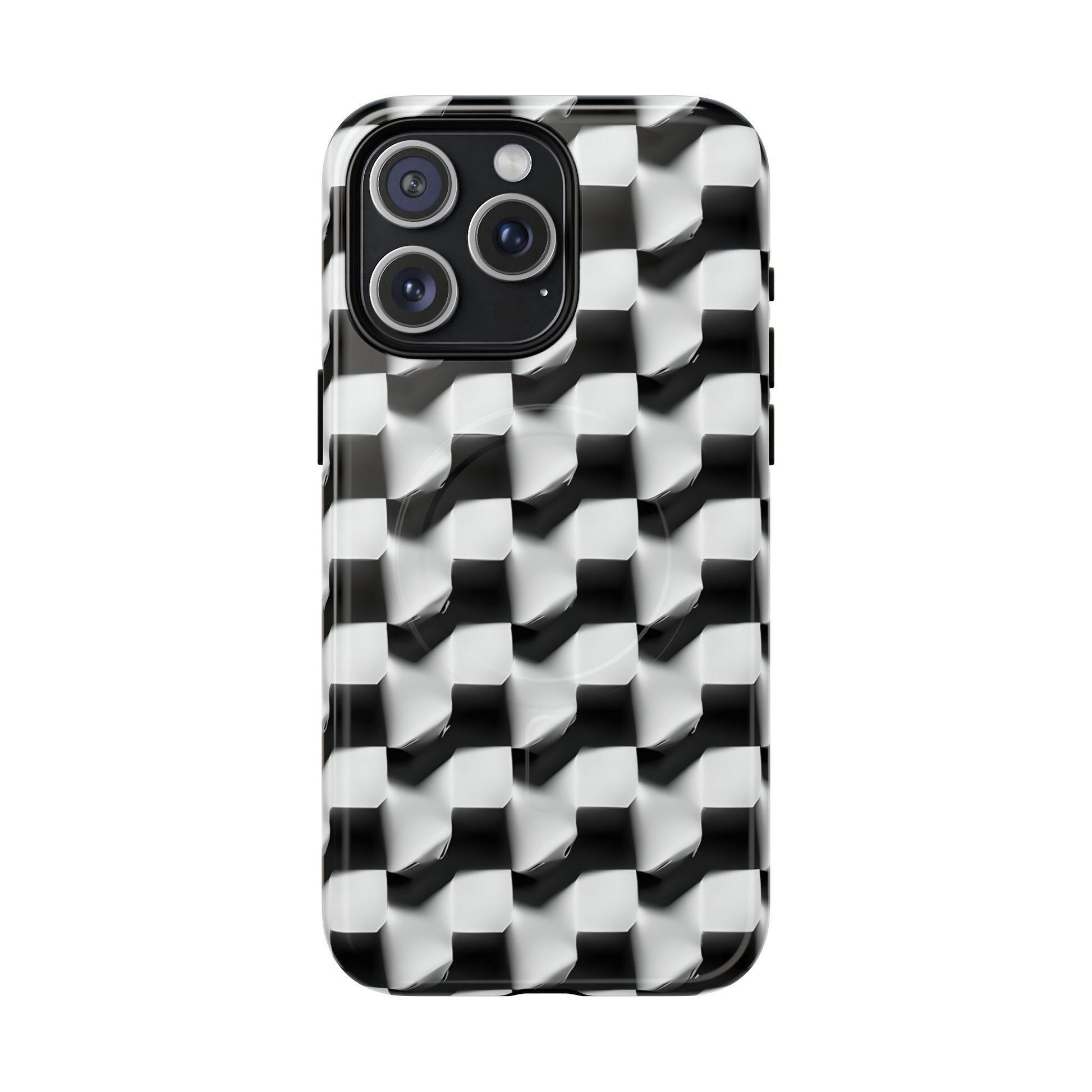 Monochrome Grid - iPhone 15 Pro Max MagSafe Phone Case - Bold, Modern Black & White Design