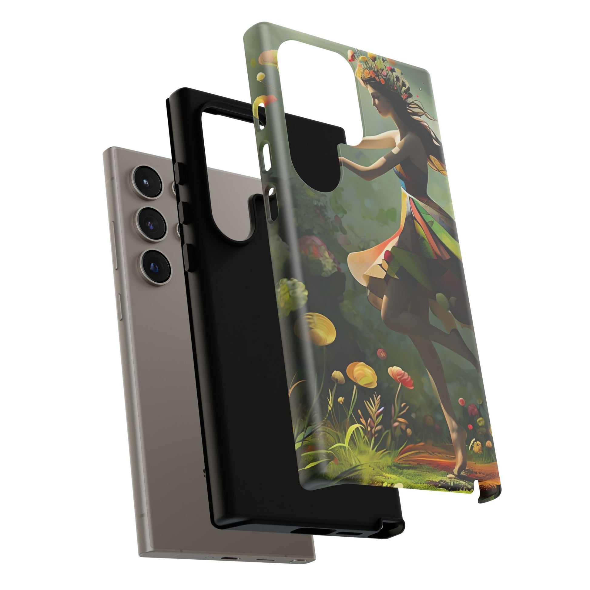 Dancing Wildflower Muse Samsung Galaxy S24 Ultra Tough Case - Artistic Floral Fantasy Cover - Whimsical Nature-Inspired Protective Accessory