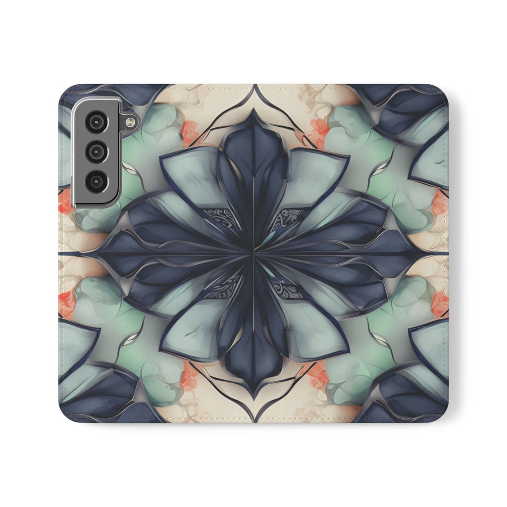 Midnight Mosaic - Abstract Floral Flip Phone Case for Samsung Galaxy S22