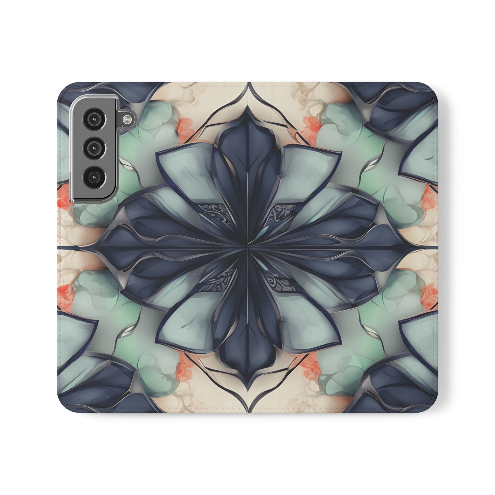 Midnight Mosaic - Abstract Floral Flip Phone Case for Samsung Galaxy S22