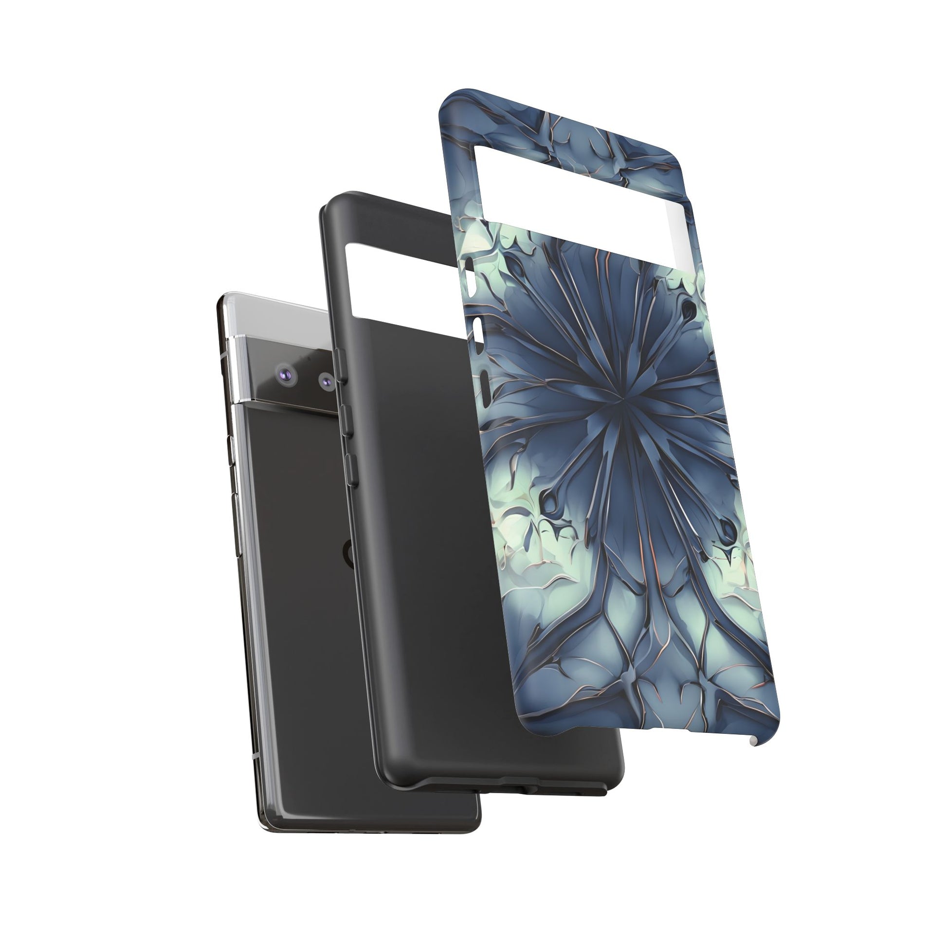 Indigo Mosaic - Artistic Kaleidoscope Collection Artistic Floral - Google Pixel 6 Pro Tough Phone Case - Bold Blue Symmetrical Design