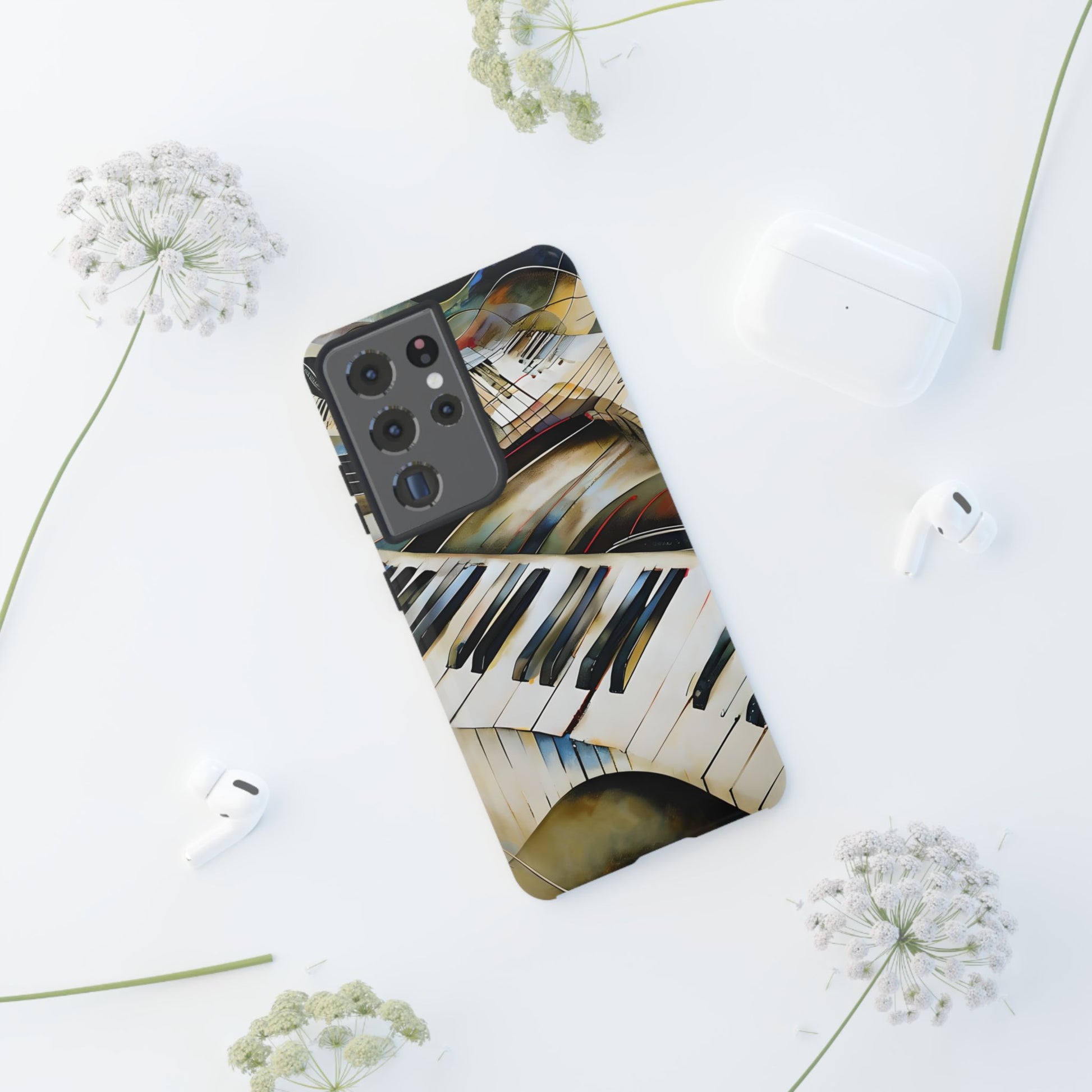Ivory Cascade Abstract Keyboard Music Tough Case for Samsung Galaxy S21 Ultra - Shockproof Phone Cover