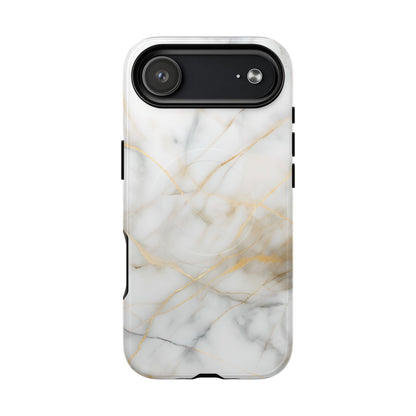 Golden Vein iPhone MagSafe Phone Case -White Neutral Marble Design