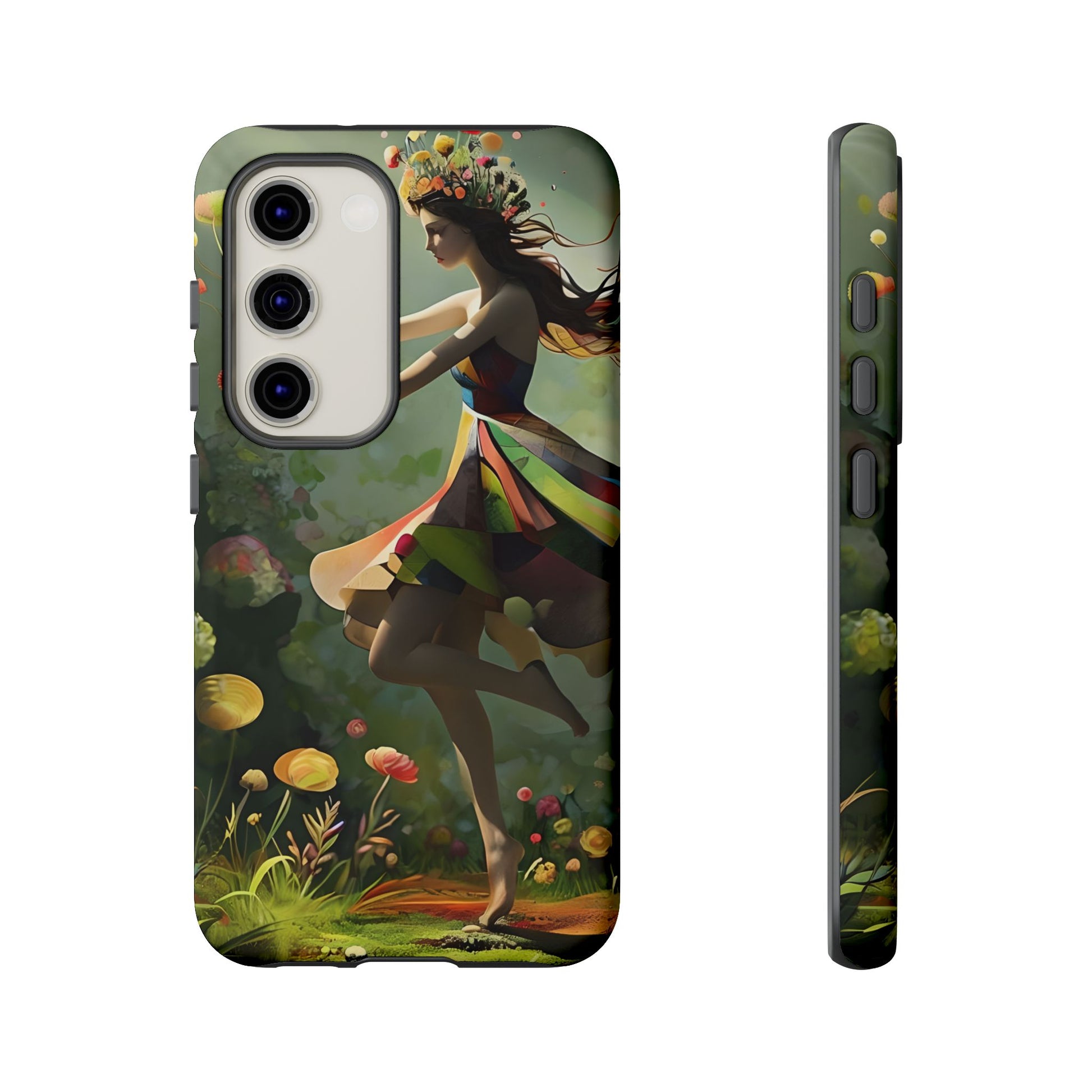 Dancing Wildflower Muse Samsung Galaxy S23 Tough Case - Artistic Floral Fantasy Cover - Whimsical Nature-Inspired Protective Accessory
