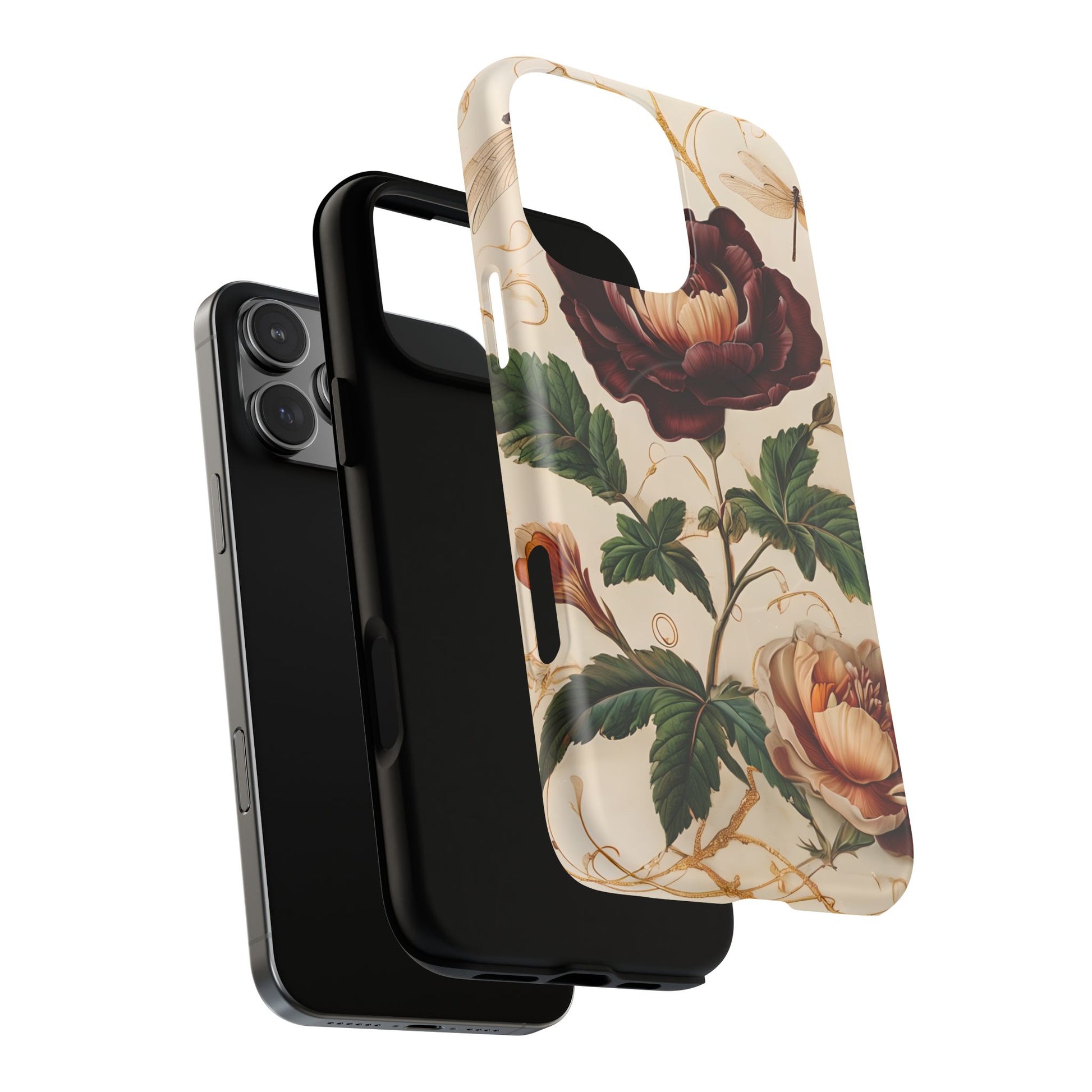 Vintage Burgundy Rose - Elegant Floral iPhone 16 Pro Max Phone Case - Classic Painterly Rose Design