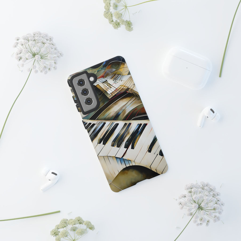 Ivory Cascade Abstract Keyboard Music Tough Case for Samsung Galaxy S21 - Shockproof Phone Cover