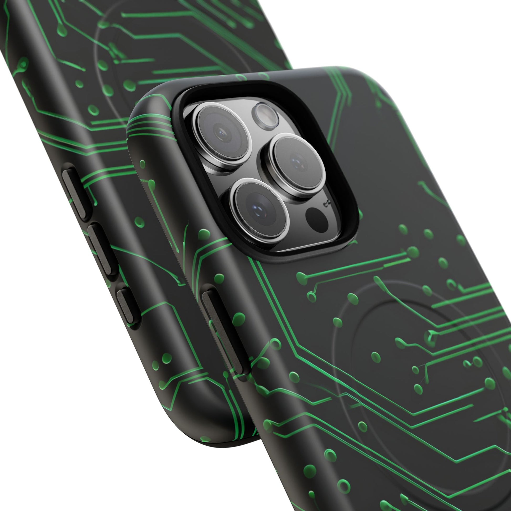Green Circuit Grid iPhone 16 Pro Max MagSafe Compatible case- Tech-Inspired Shockproof Cover