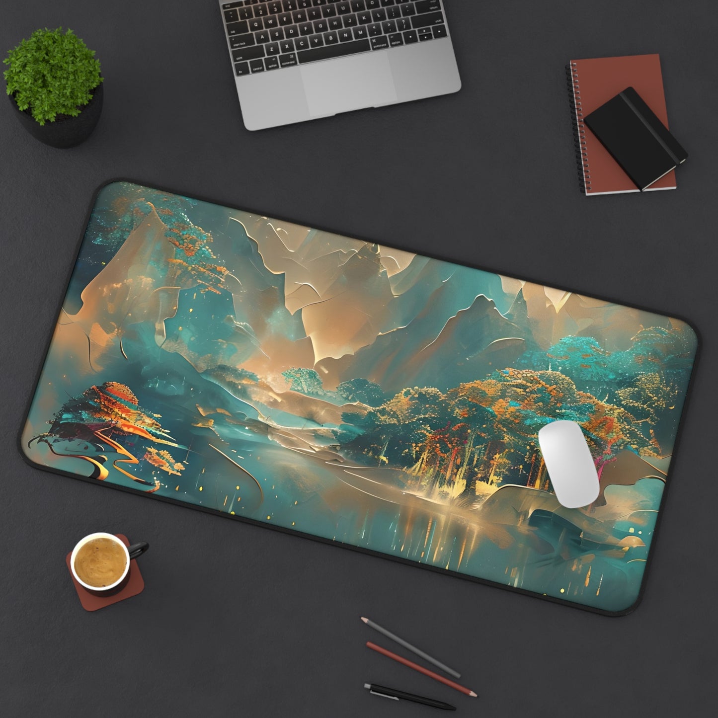 Misty Horizon Desk Mat - Premium Office Desk Pad, 3 Sizes Available, Artistic Workspace Protection