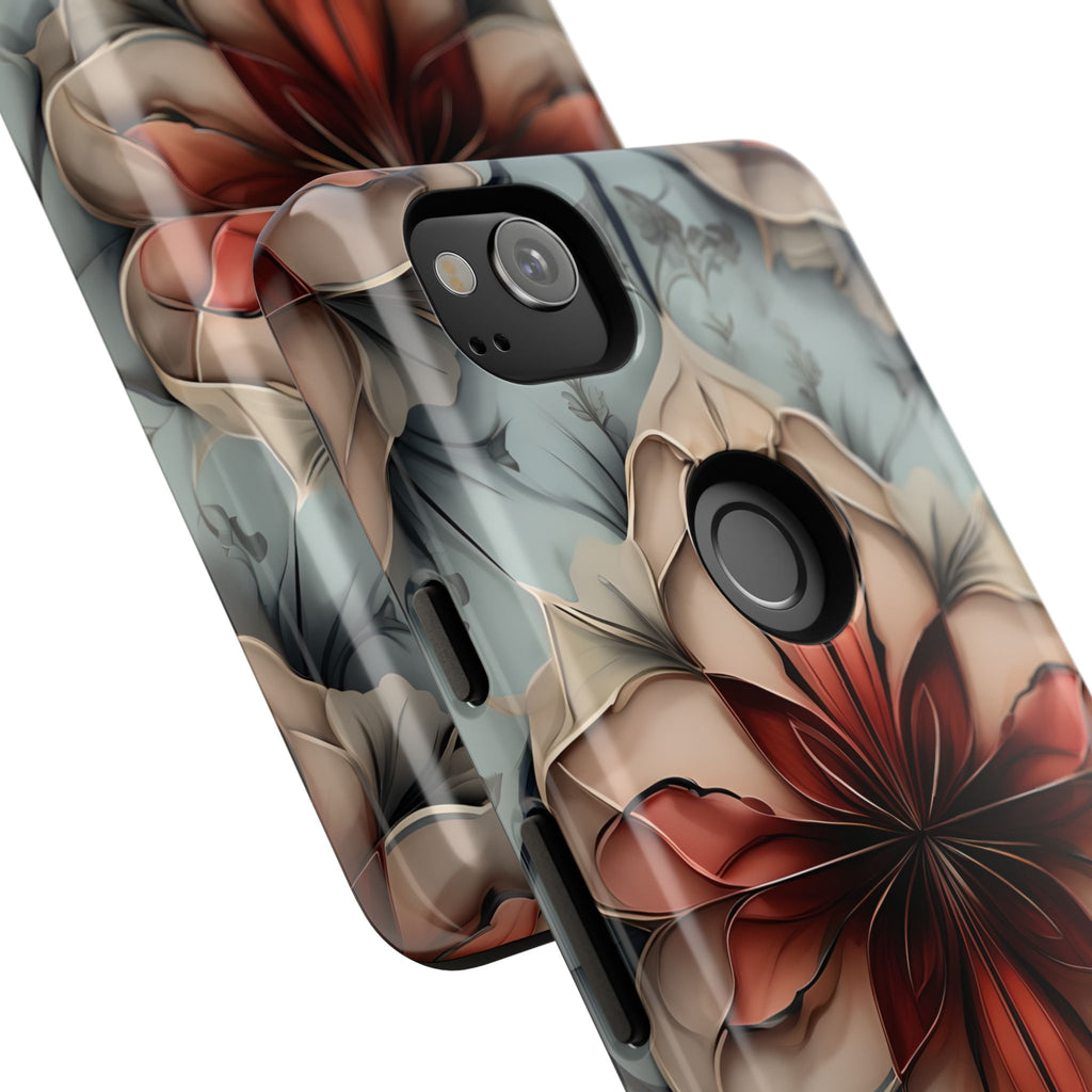 Ember Bloom - Kaleidoscope Collection Artistic Floral - Google Pixel 2 Tough Phone Case - Fiery Symmetrical Design