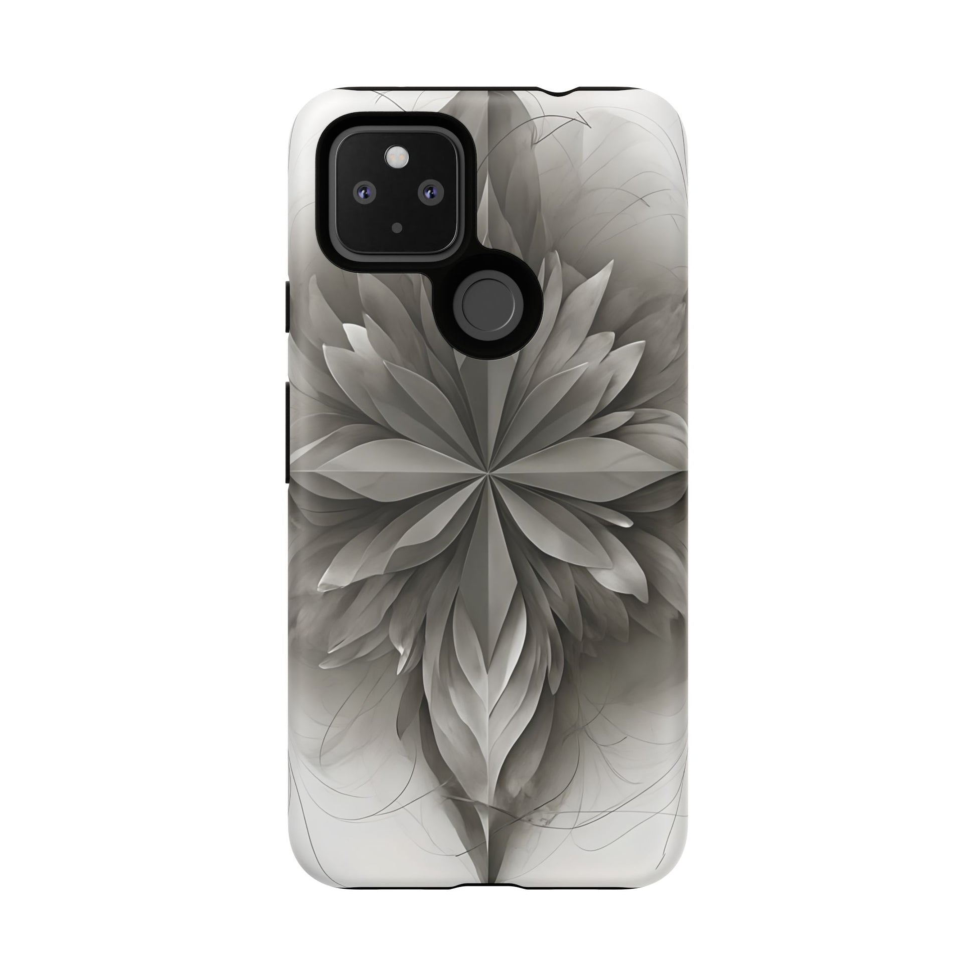 Silver Lotus - Elegant Monochrome Floral Google Pixel 4a 5G Tough Phone Case - Modern Lotus Design