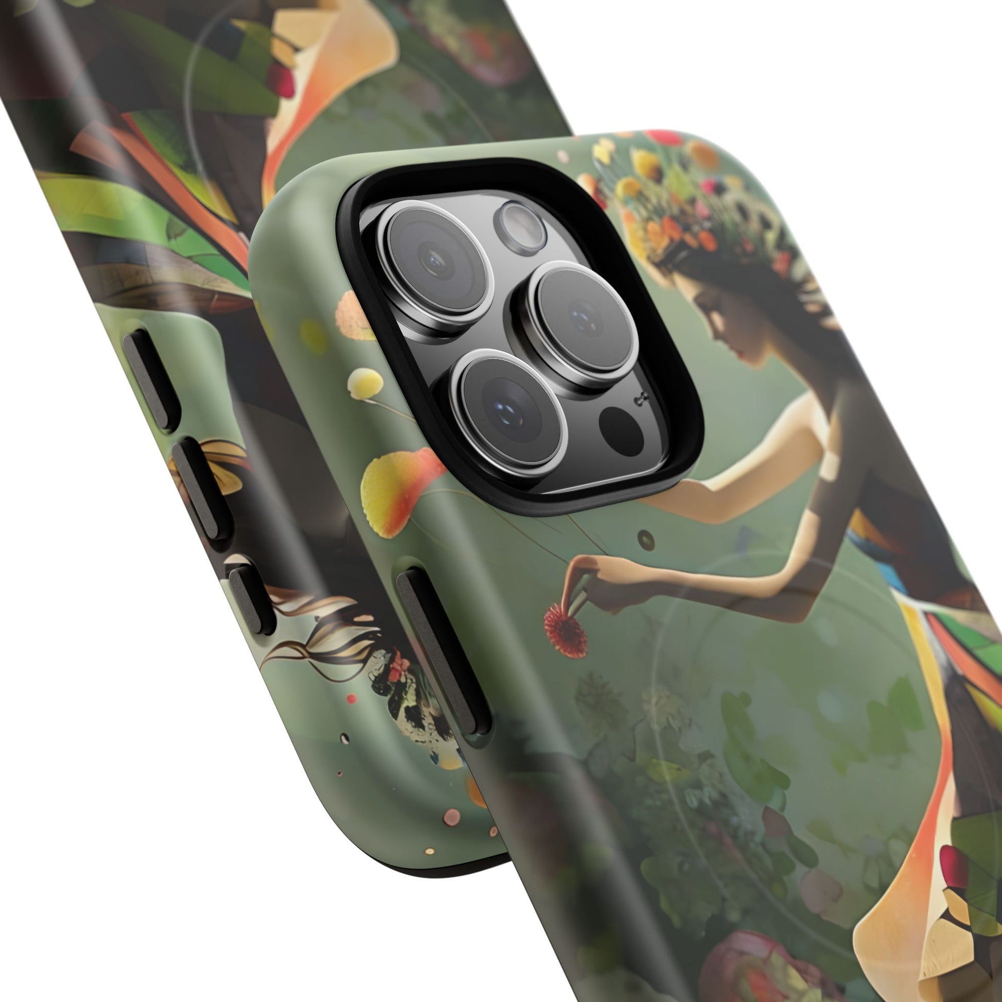 Dancing Wildflower Muse iPhone 16 Pro Max - Artistic Floral Fantasy Cover - MagSafe Compatible - Whimsical Nature-Inspired Protective Accessory
