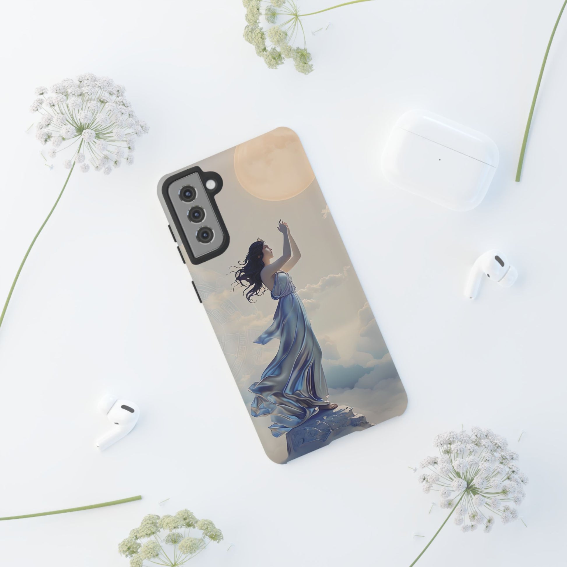 Moonlit Ascend - Ethereal Celestial Art Samsung Galaxy S21 Plus Tough Phone Case - Dreamy Night Sky & Floating Woman Design