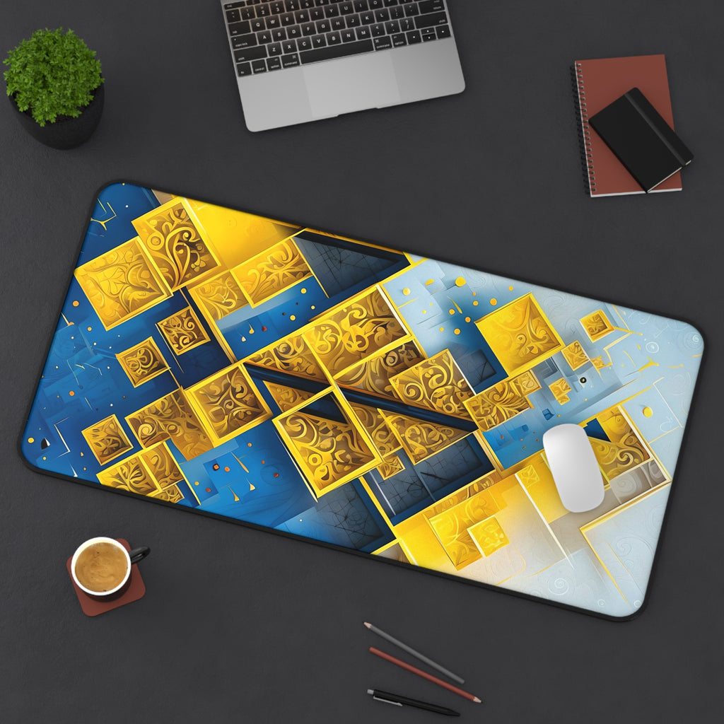 Golden Ascent Desk Mat - Premium Office Desk Pad, 3 Sizes Available, Artistic Workspace Protection