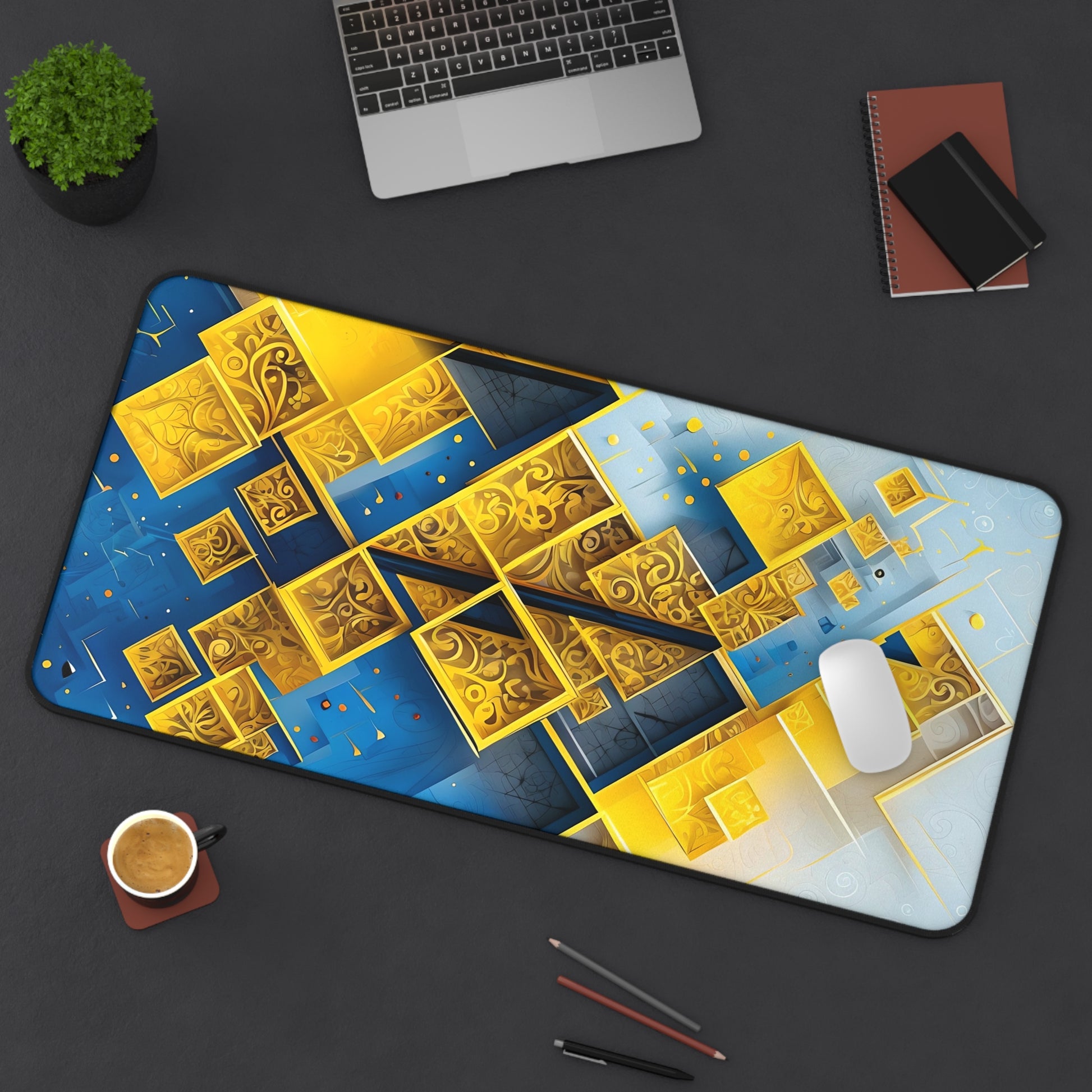 Golden Ascent Desk Mat - Premium Office Desk Pad, 3 Sizes Available, Artistic Workspace Protection