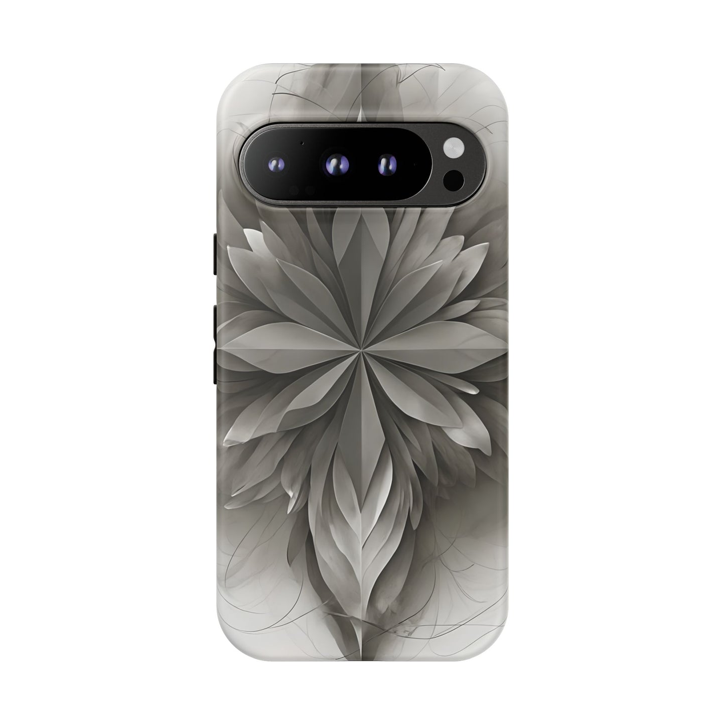 Silver Lotus - Elegant Monochrome Floral Google Pixel Tough Phone Case - Modern Lotus Design