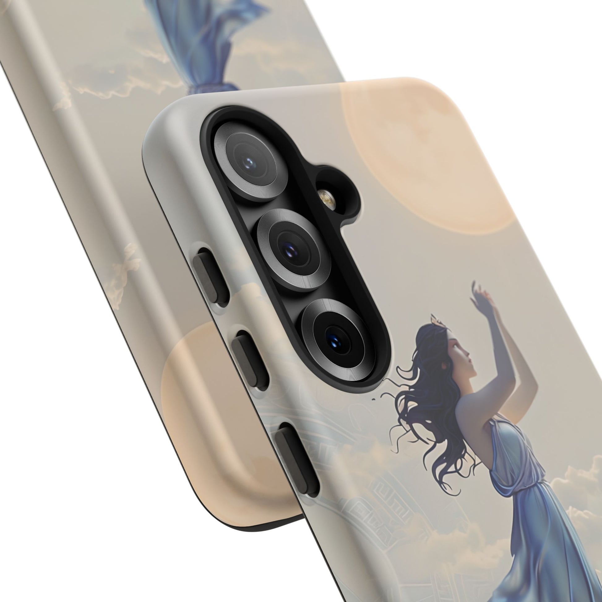 Moonlit Ascend - Ethereal Celestial Art Samsung Galaxy S25 Tough Phone Case - Dreamy Night Sky & Floating Woman Design