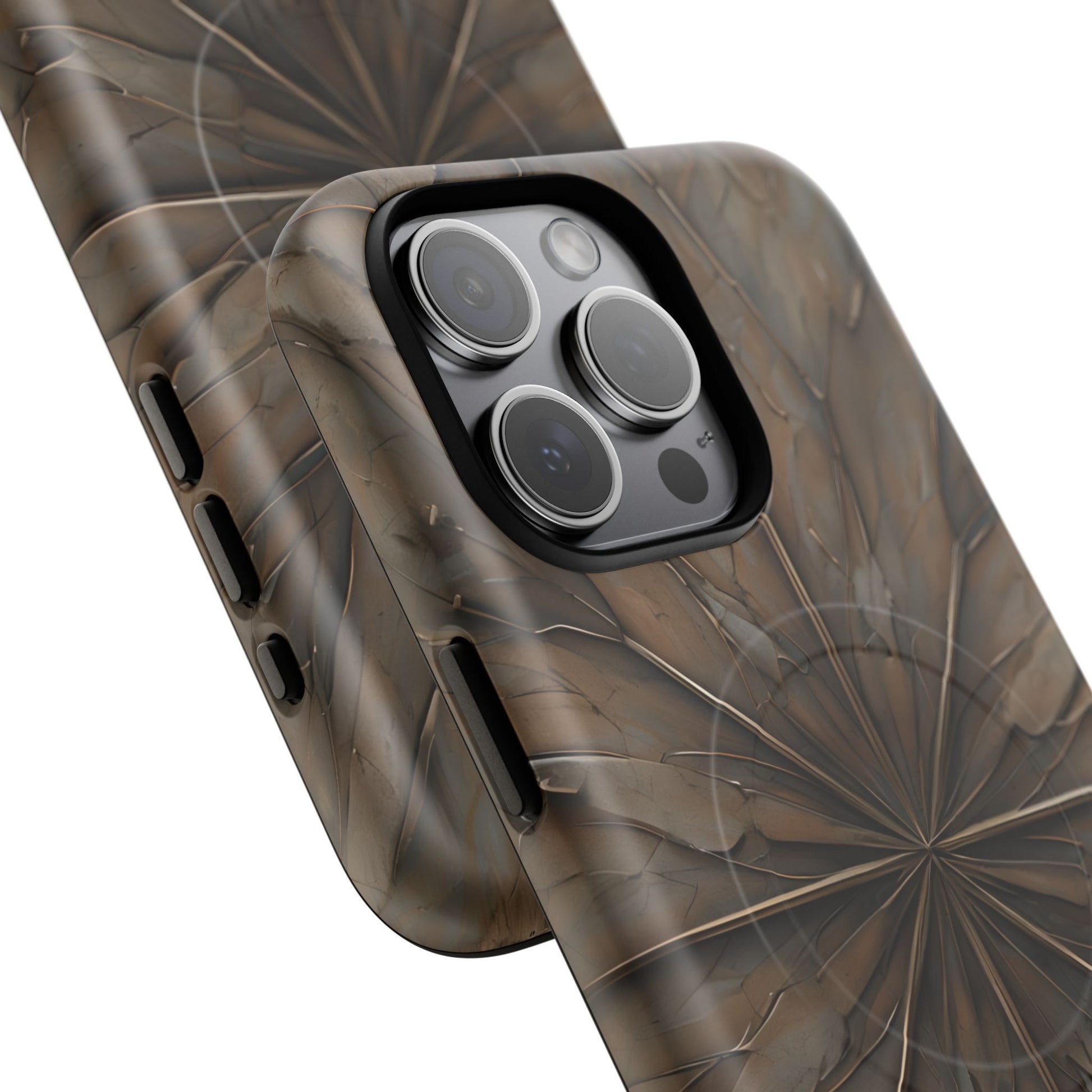 Earthstone Mandala - Kaleidoscope Collection Artistic Taupe Burst - iPhone 15 Pro Max MagSafe Phone Case