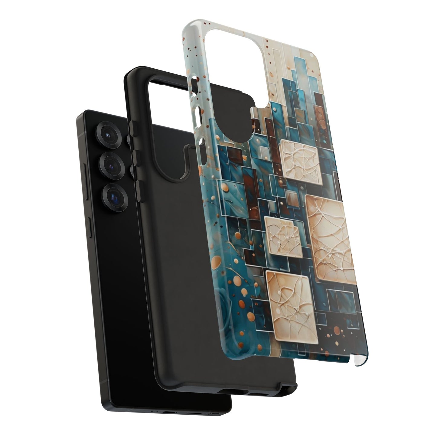 Architectural Drift Samsung Galaxy Case - Modern Geometric Teal & Parchment Design