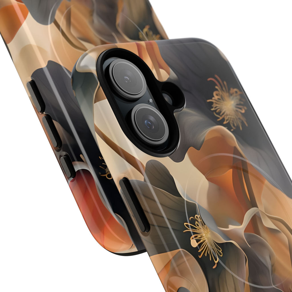 Autumn Ember - Moody Floral Art iPhone 16 MagSafe Phone Case -Warm Earthy Botanical Design