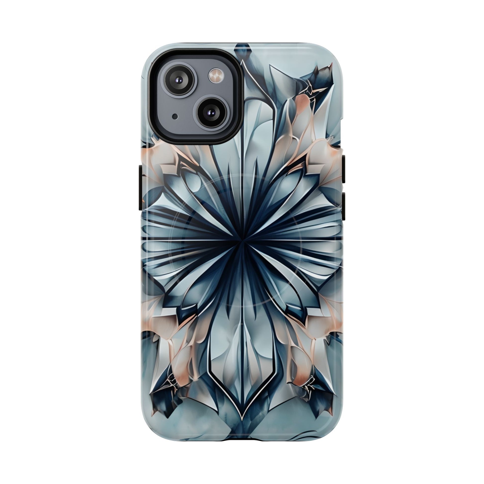Indigo Mirage iPhone MagSafe case with indigo blue abstract floral bloom design