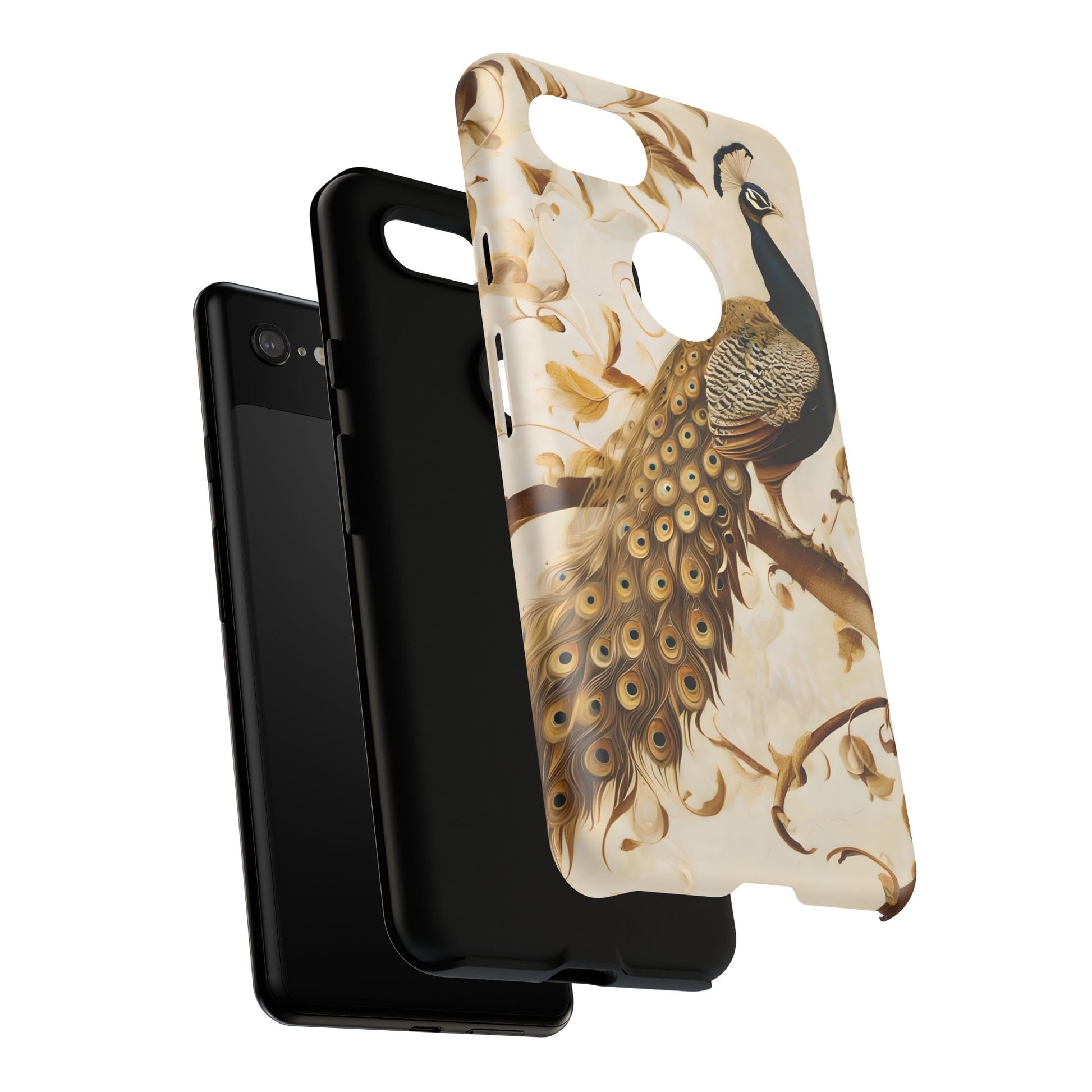 Golden Plumage - Luxe Peacock Art Google Pixel 3XL 5G Phone Case - Elegant Gold & Cream Design