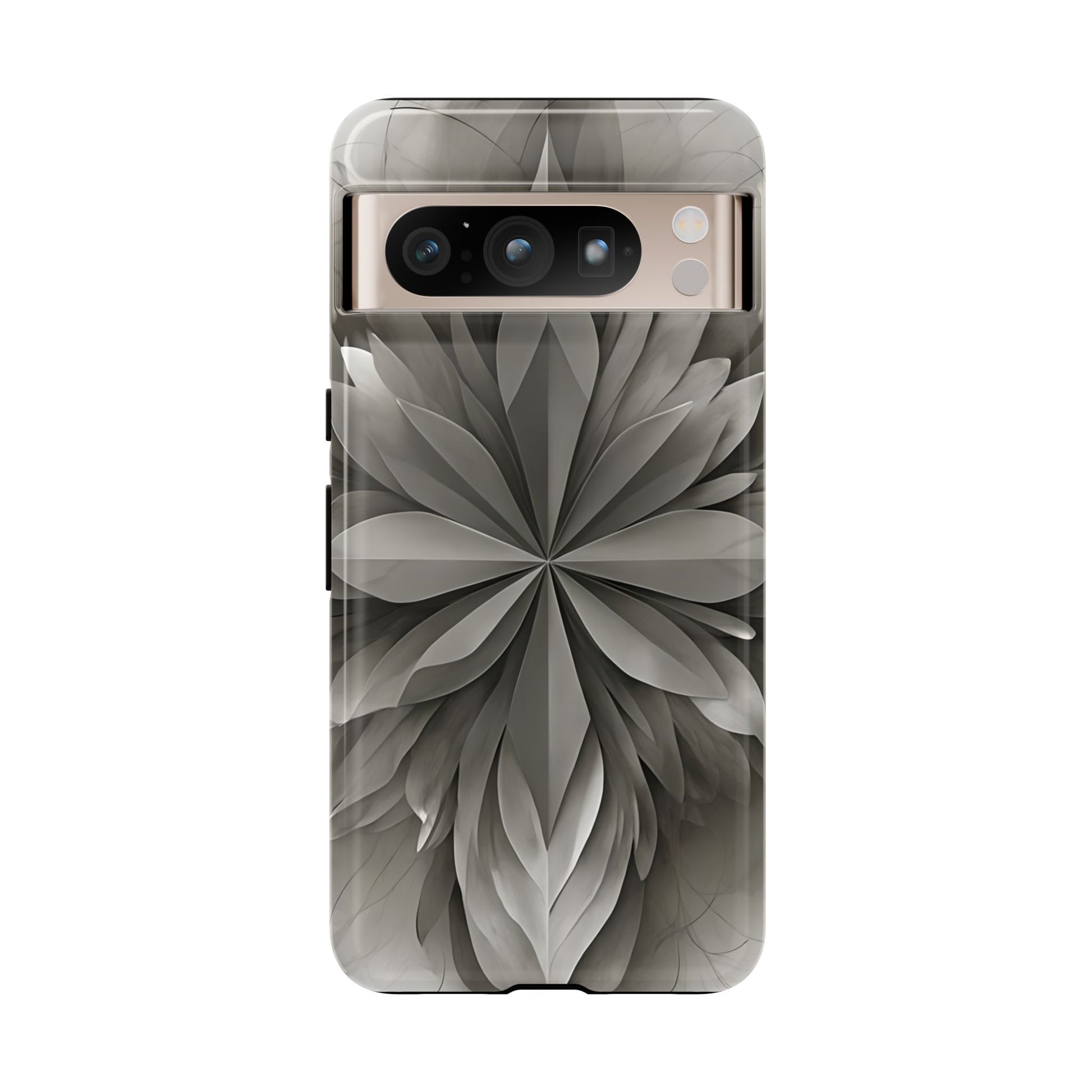 Silver Lotus metallic silver lotus flower design Google Pixel phone case