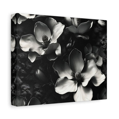Monochrome Magnolia - Striking Black & White Horizontal Floral Wall Art