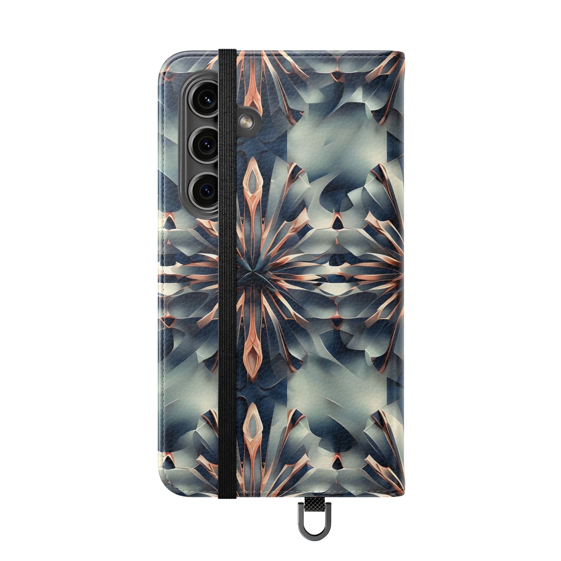 Obsidian Kaleidoscope Samsung Galaxy S24 Wallet Case - Elegant Abstract Flip Cover with Card Slots