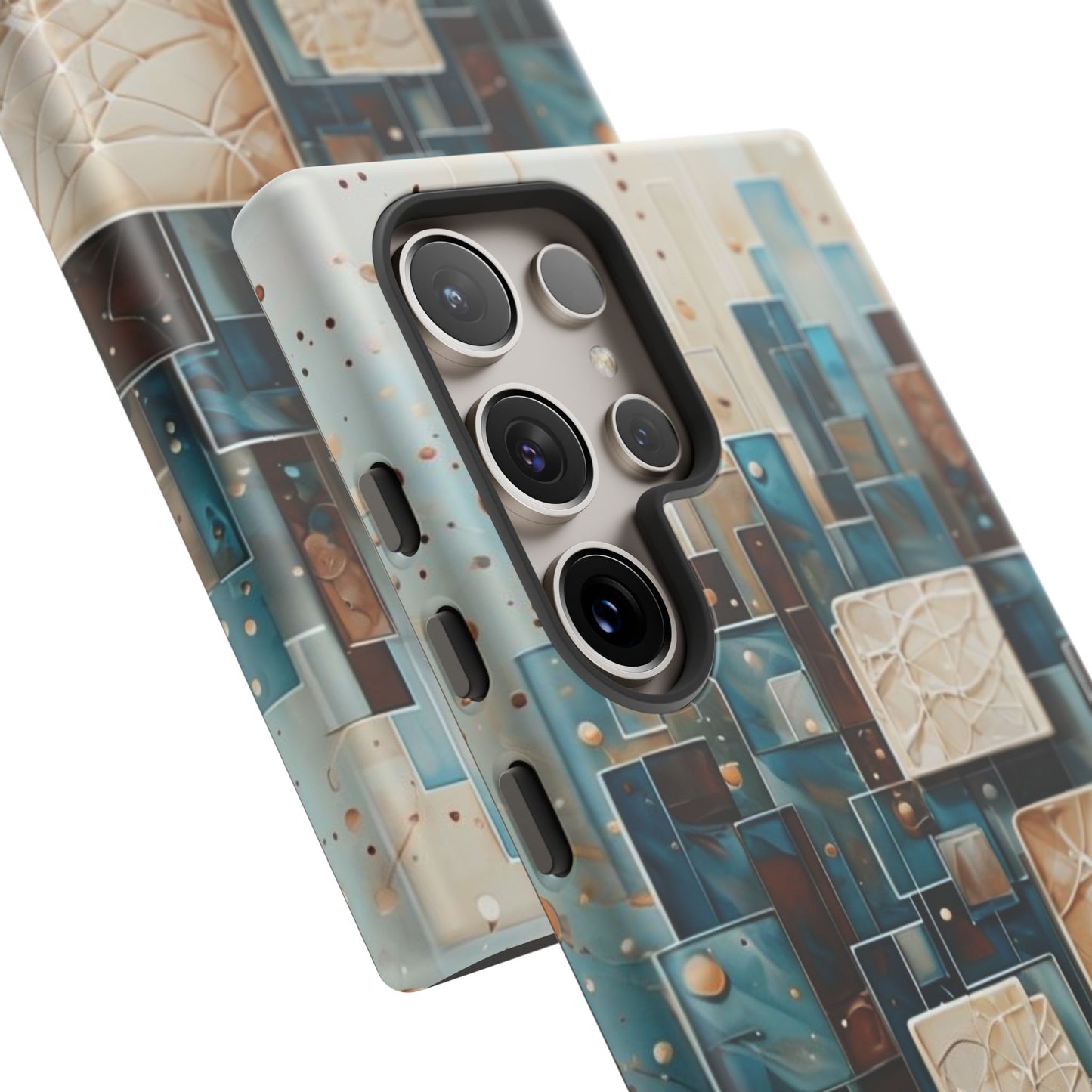 Architectural Drift Samsung Galaxy Case - Modern Geometric Teal & Parchment Design