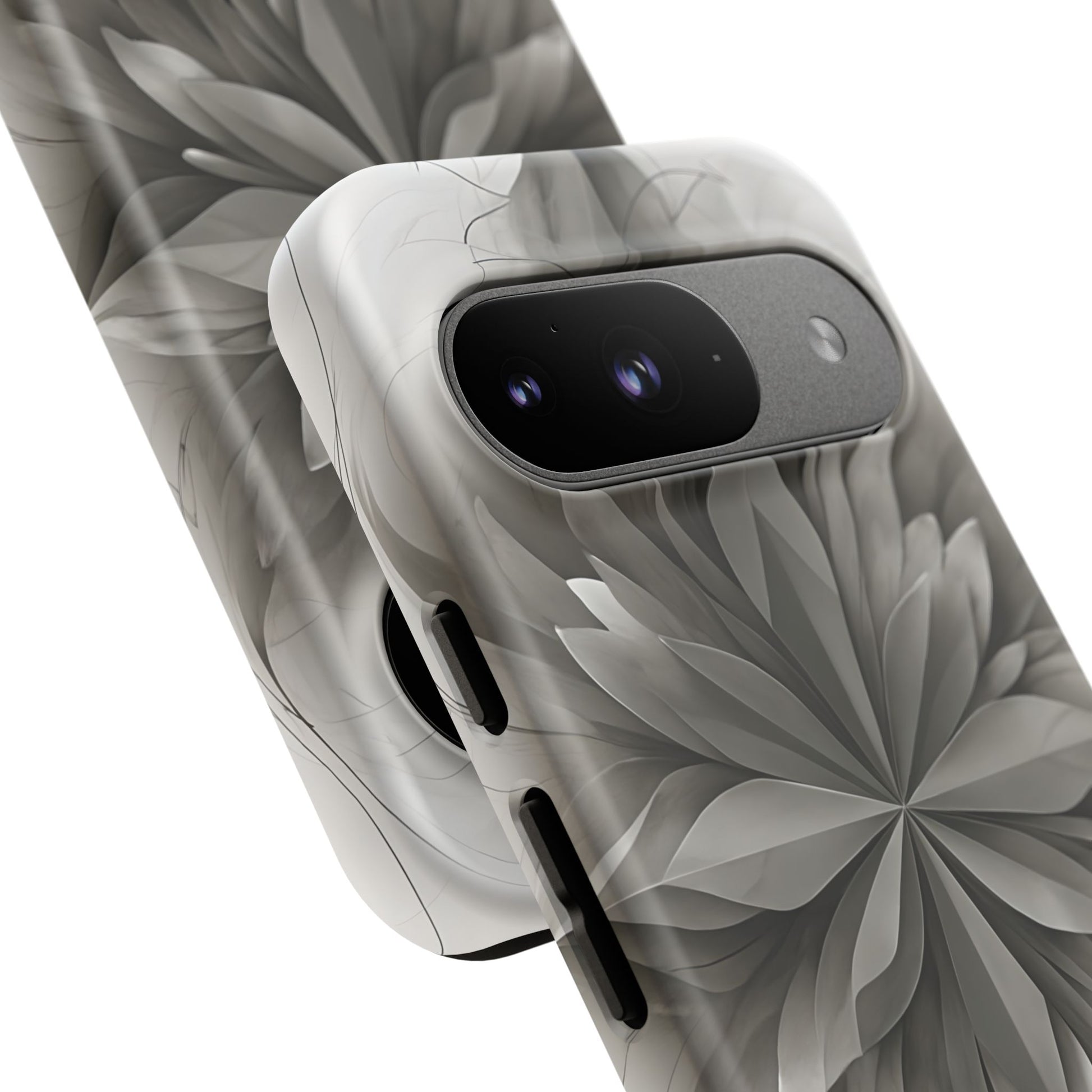 Silver Lotus - Elegant Monochrome Floral Google Pixel 9 Tough Phone Case - Modern Lotus Design