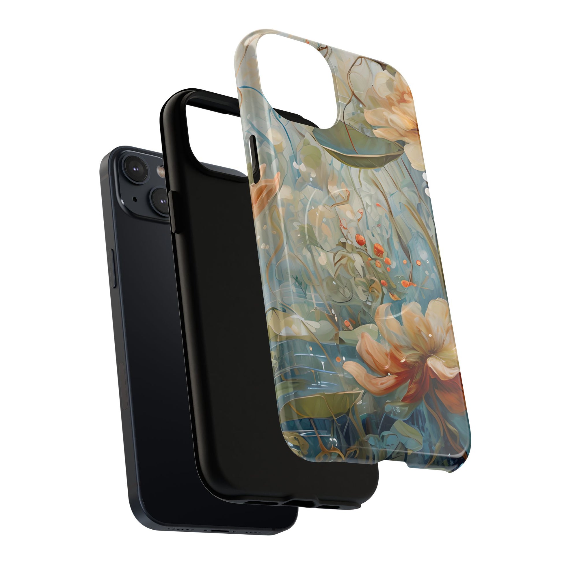 Waterlily Dreamscape - Artistic Floral iPhone 14 Plus MagSafe Phone Case -Waterlily & Lotus Design