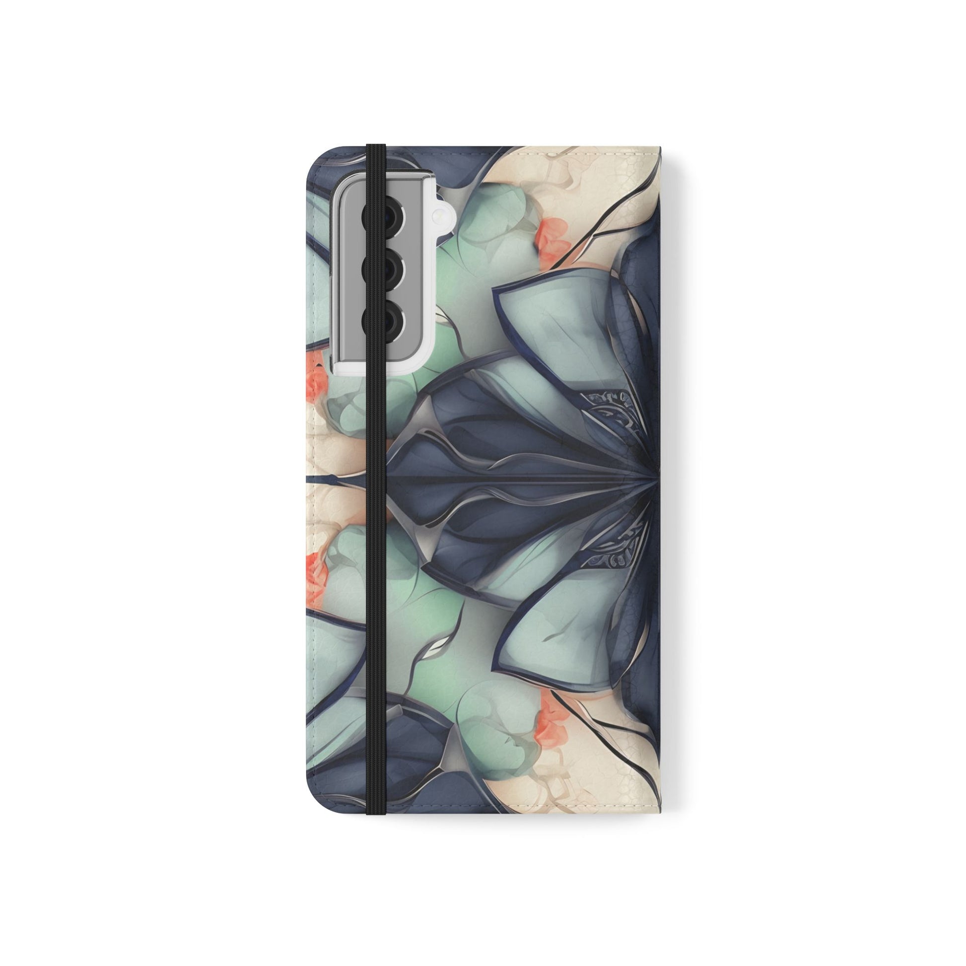 Midnight Mosaic - Abstract Floral Flip Phone Case for Samsung Galaxy S21