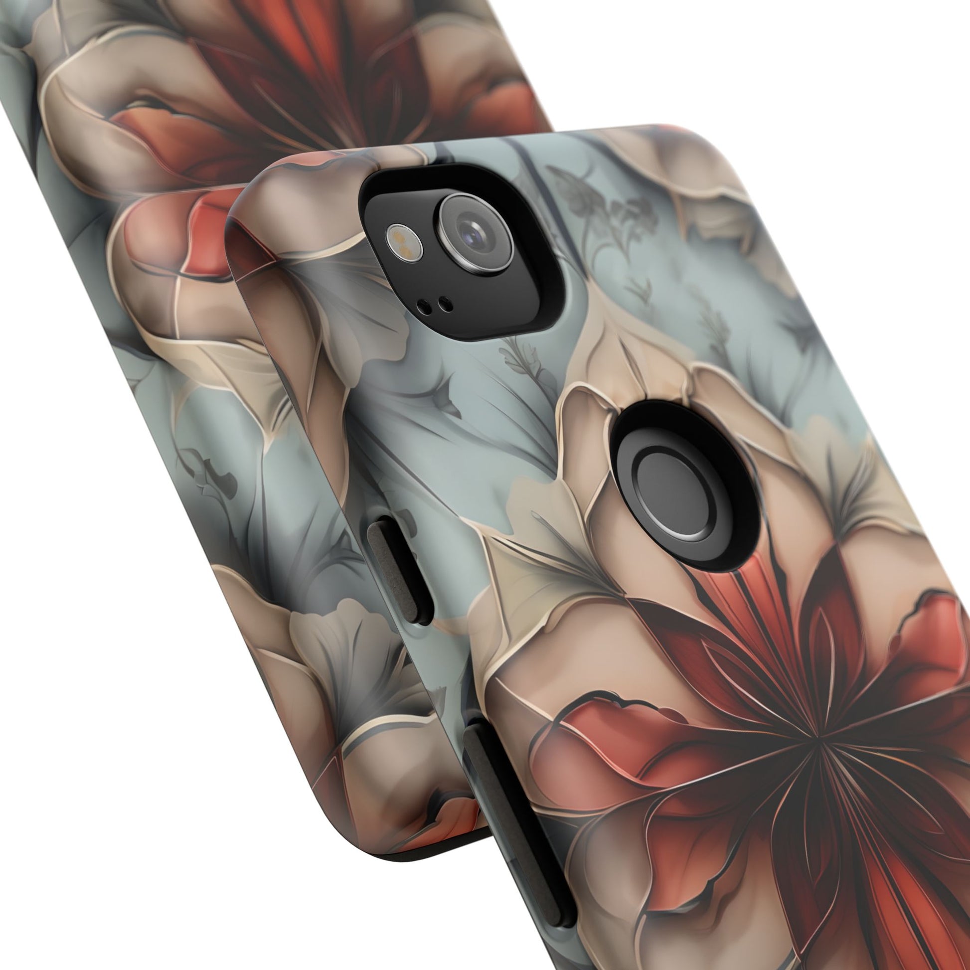 Ember Bloom - Kaleidoscope Collection Artistic Floral - Google Pixel 2 Tough Phone Case - Fiery Symmetrical Design