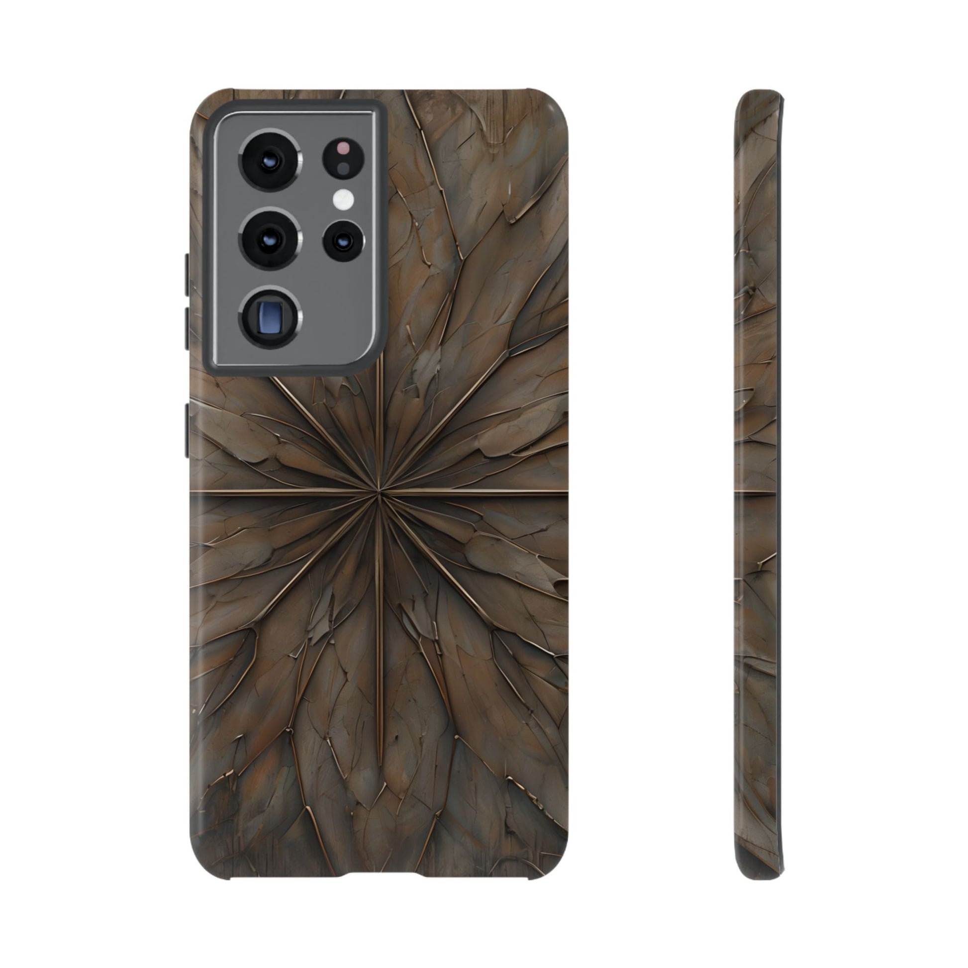 Earthstone Mandala - Kaleidoscope Collection Artistic Taupe Burst - Samsung Galaxy S21 Ultra Tough Phone Case