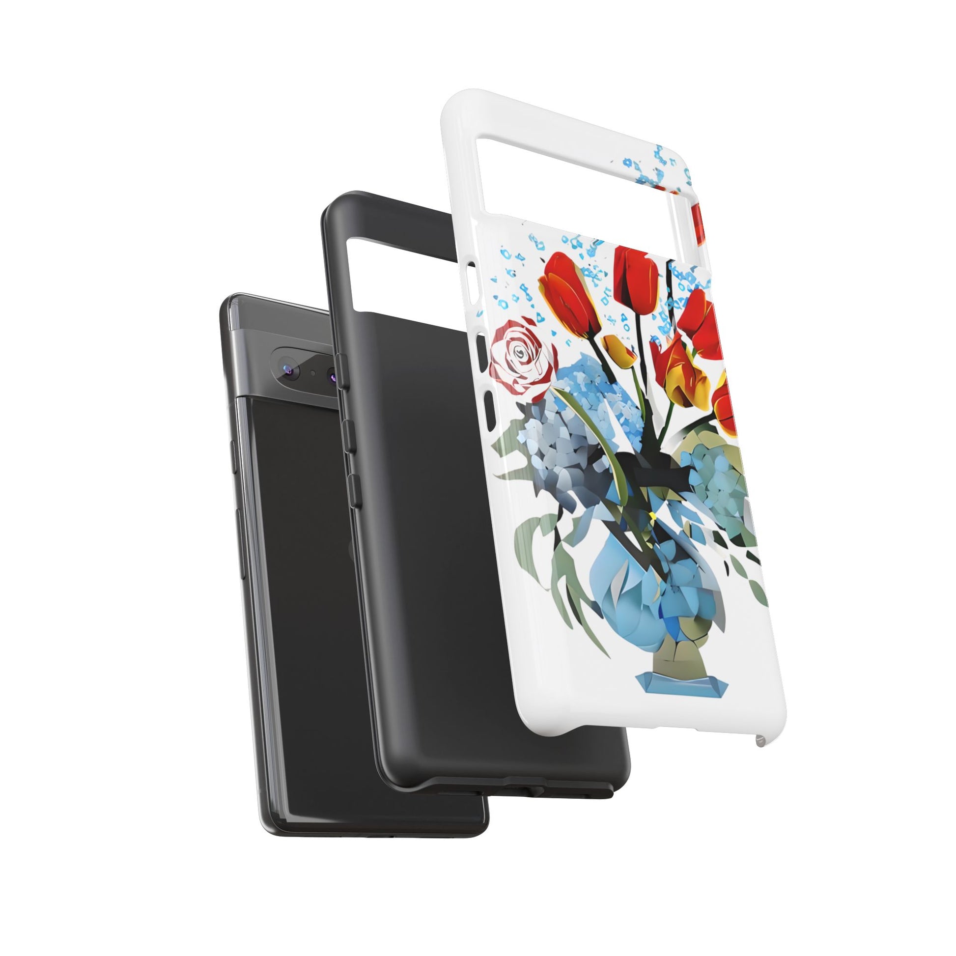 Bouquet Brilliance - Artistic Floral Google Pixel 7 Tough Phone Case - Vibrant Tulip, Rose & Hydrangea Design