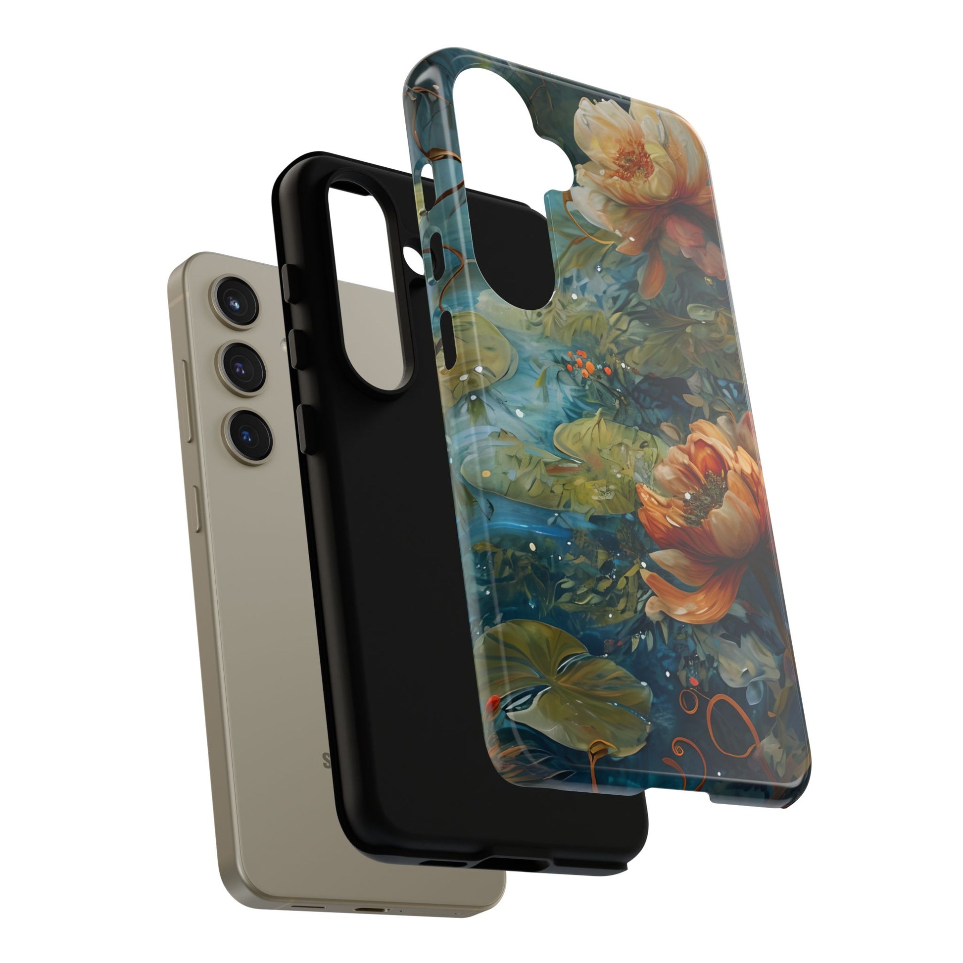 Waterlily Nocturne Samsung Galaxy S24 Case - Artistic Mountain Lake Design, Nature-Inspired Protective Cover, Elegant Gift for Outdoor Lovers