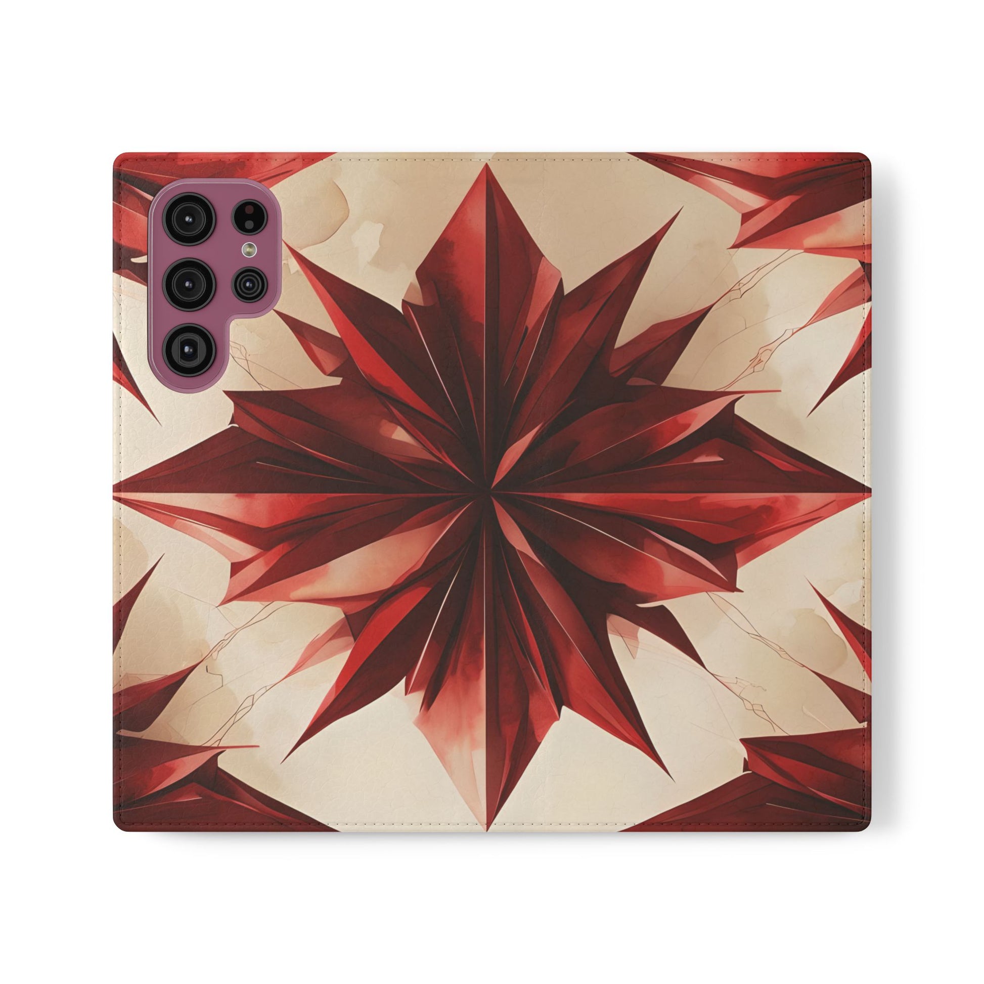 Ruby Compass Samsung Galaxy S22 Ultra Wallet Case - Bold Geometric Flip Cover with Card Slots
