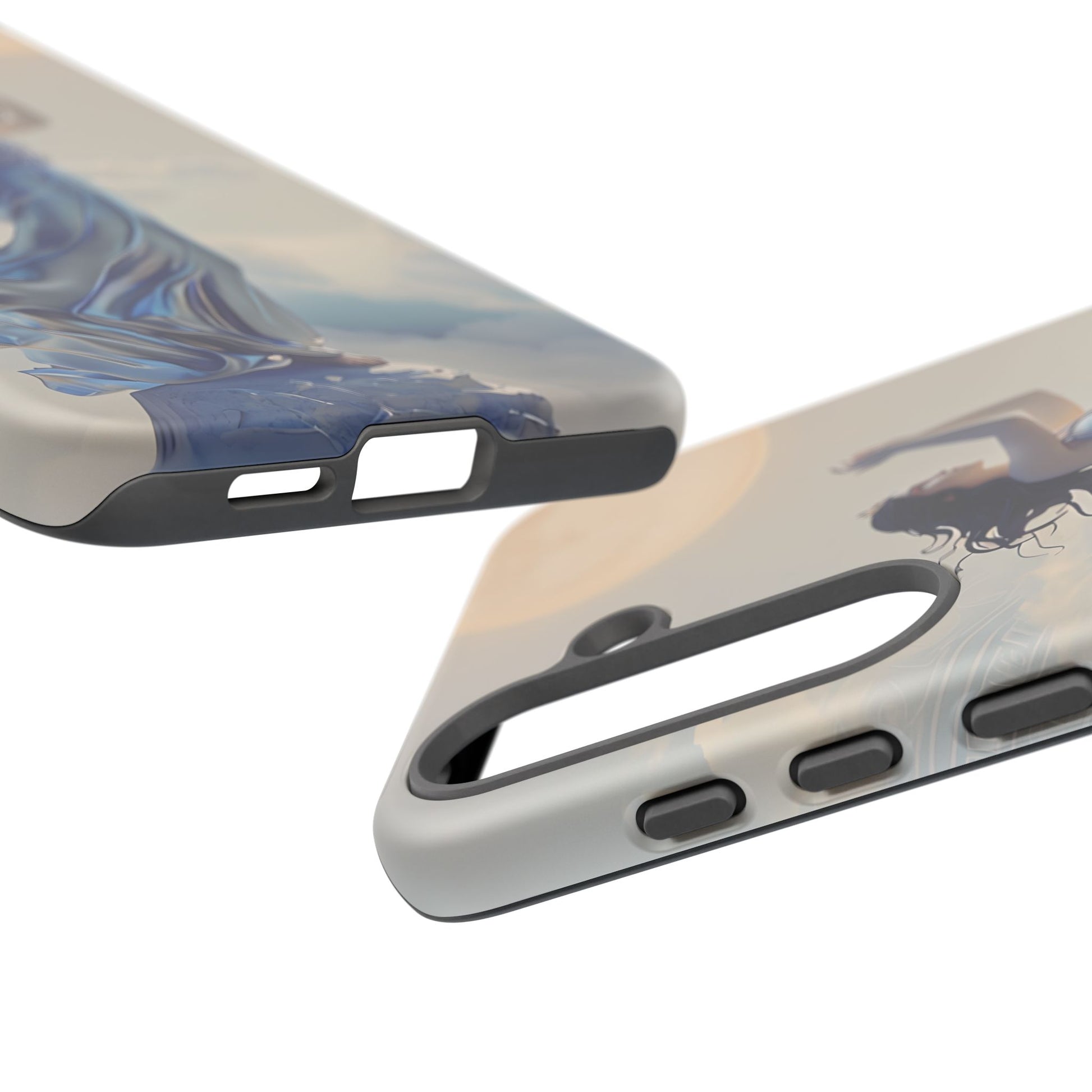 Moonlit Ascend - Ethereal Celestial Art Samsung Galaxy S25 Plus Tough Phone Case - Dreamy Night Sky & Floating Woman Design