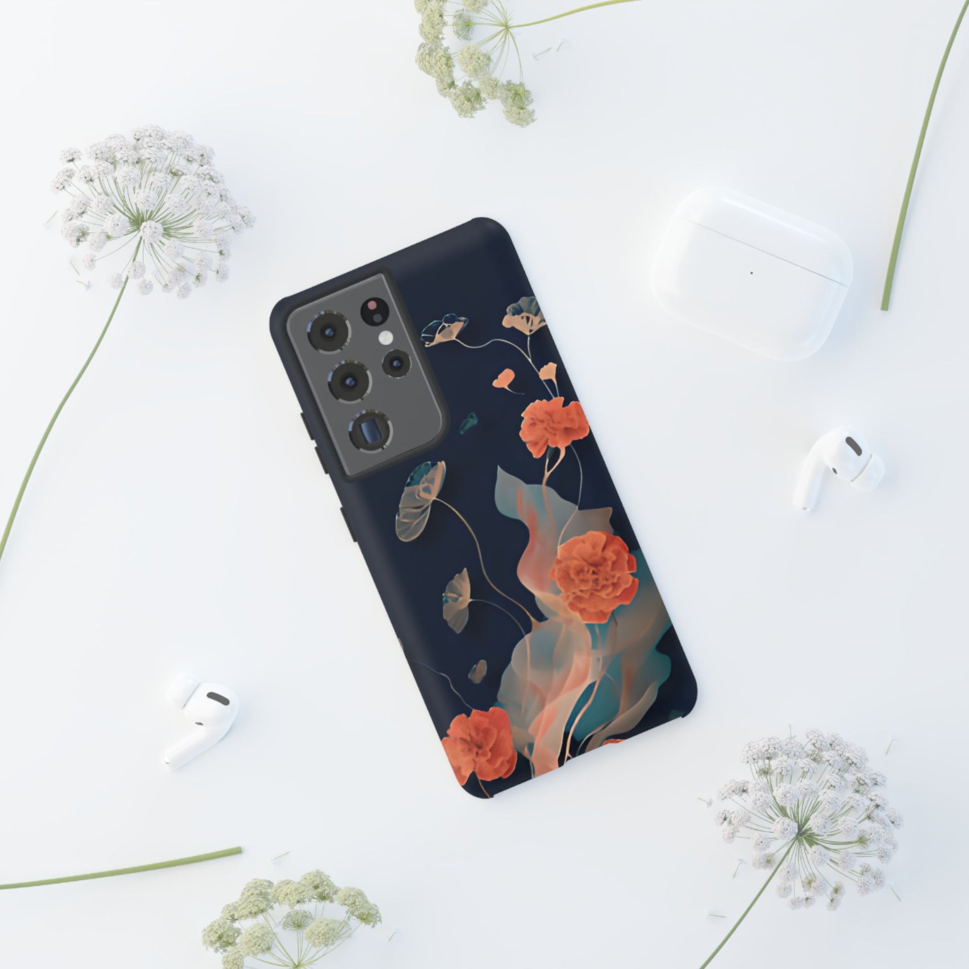 Lotus Reverie - Elegant Artistic Floral Samsung Galaxy S21 Ultra Tough Phone Case - Painterly Lotus Blossom Design