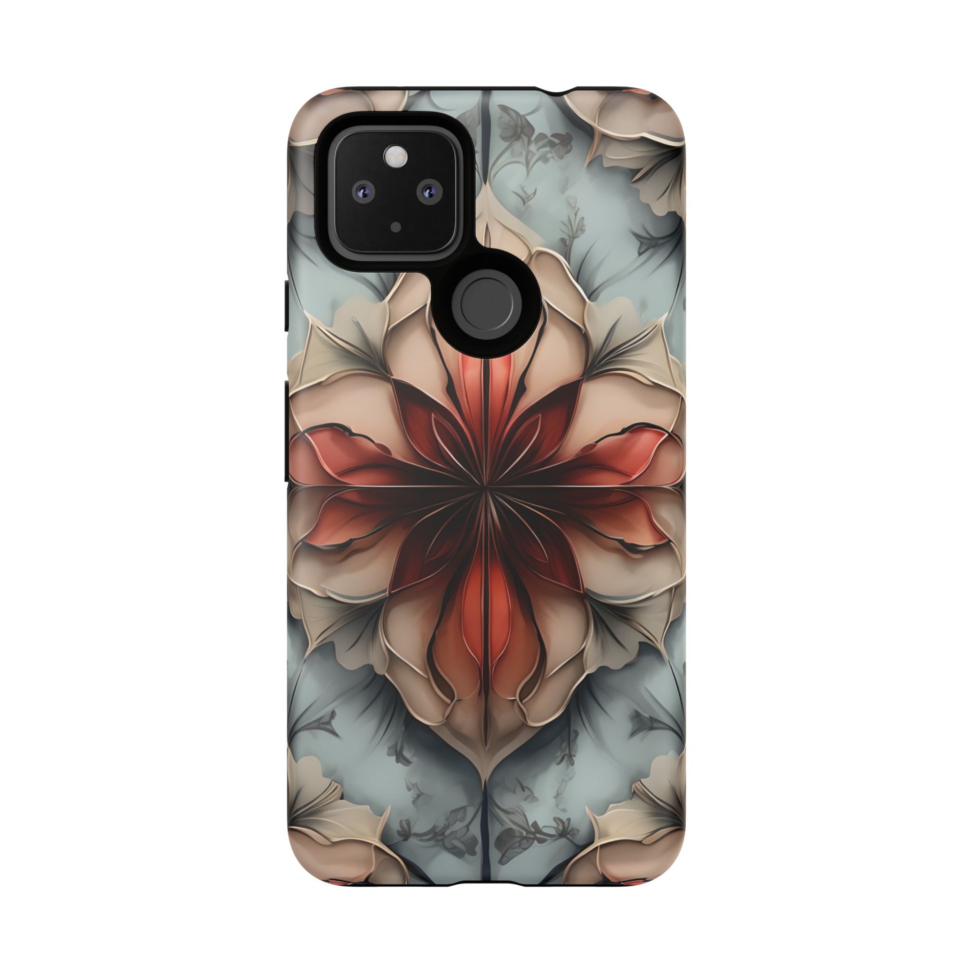 Ember Bloom - Kaleidoscope Collection Artistic Floral - Google Pixel 4a 5G Tough Phone Case - Fiery Symmetrical Design
