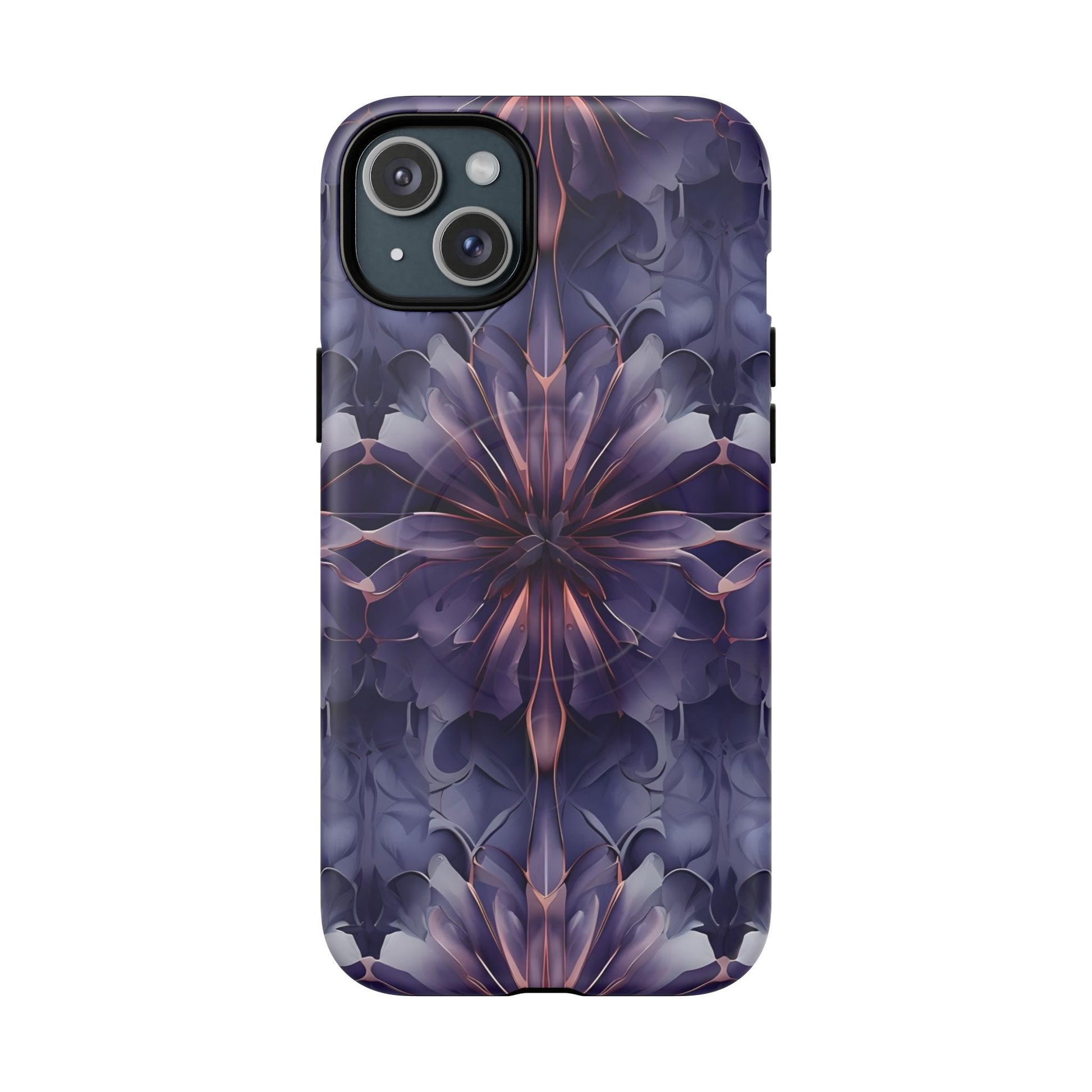 Twilight Tapestry - iPhone 15 Plus MagSafe Phone Case - Purple Kaleidoscope Design