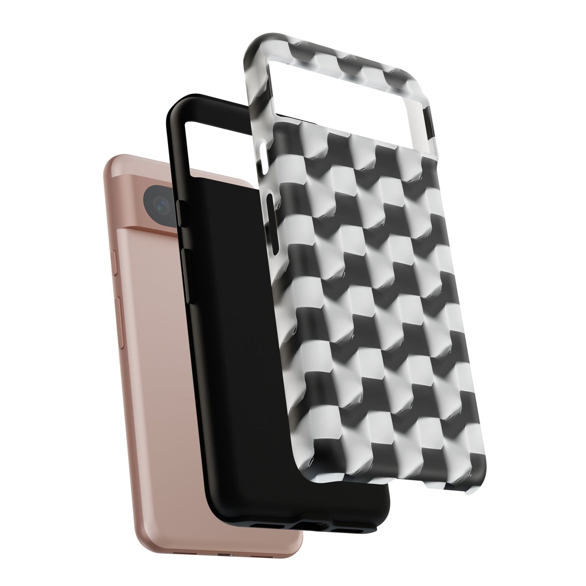 Monochrome Grid Tough Case for Google Pixel 8 - Classic Checkerboard, Black & White, Minimalist Trend