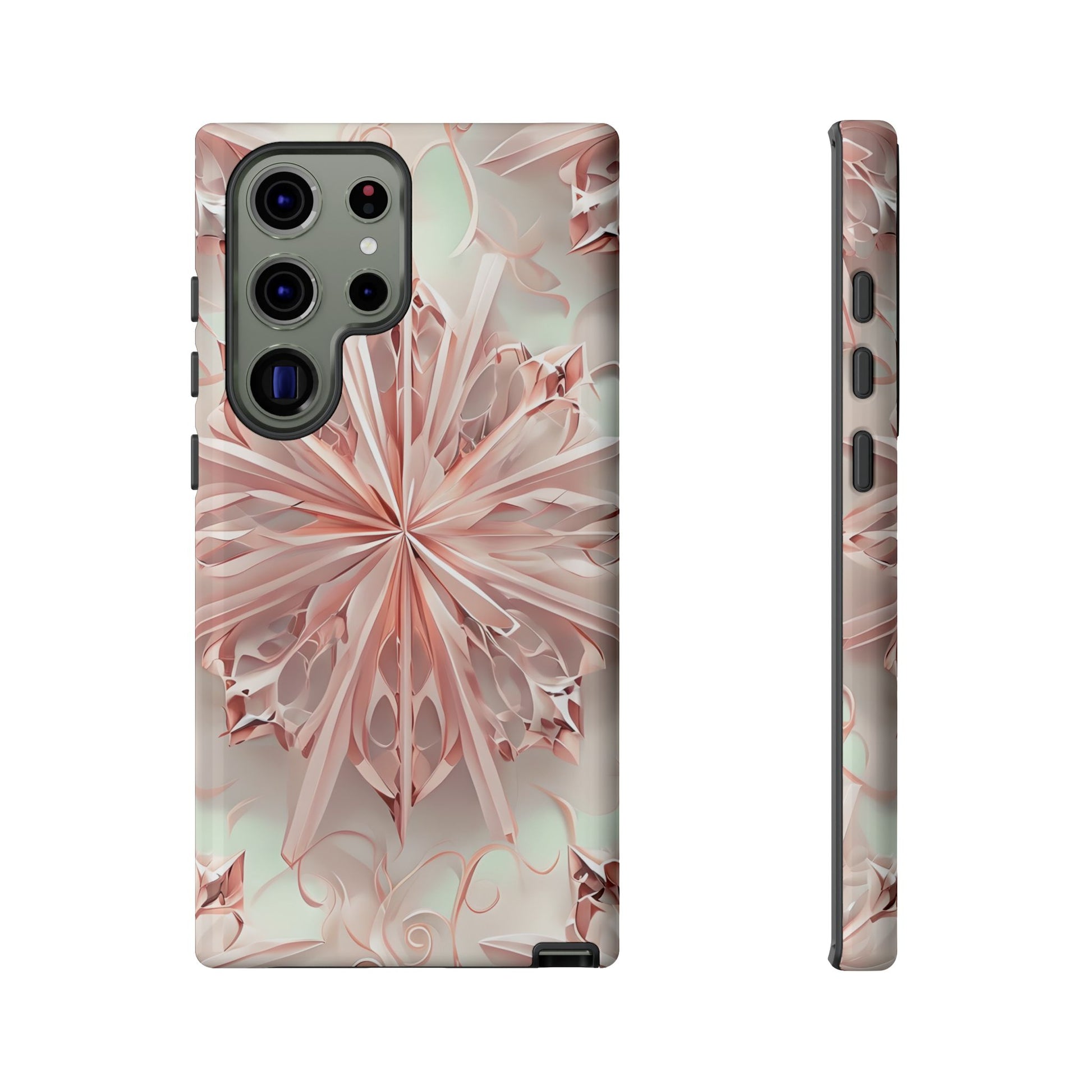 Blush Frost from our Kaleidoscope Collection - Samsung Galaxy S23 Ultra tough case - Soft Pink Geometric Floral Design